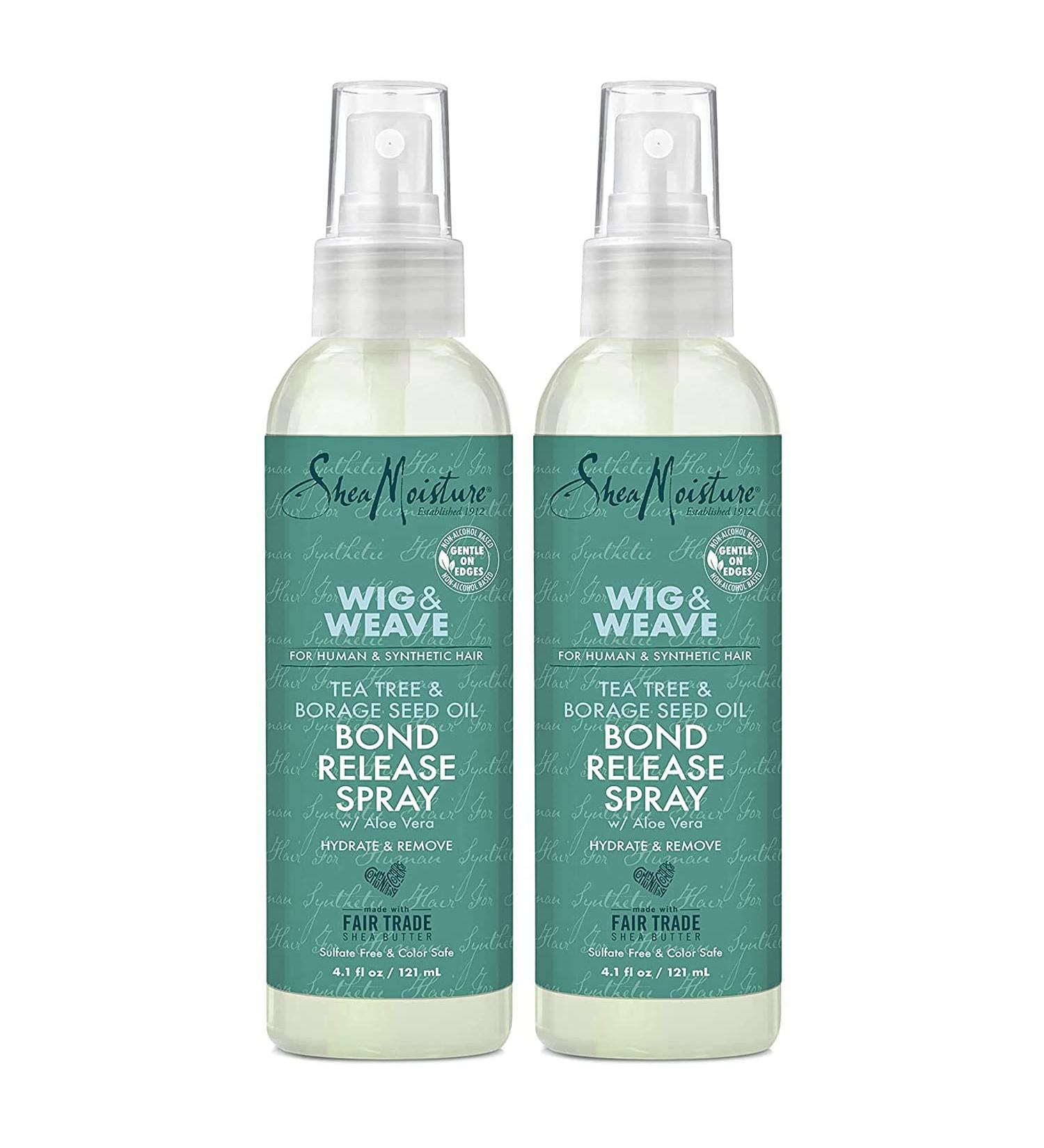SheaMoisture Bond Release Hair Spray for Wig and Weave Tea Tree Oil Borage Seed Oil & Aloe Vera Alcohol Free Hairspray to Soften and Remove Wig Glue & Weave Adhesive 2 Pack - 4.1 Fl Oz Ea - Buy Online on GoSupps.com