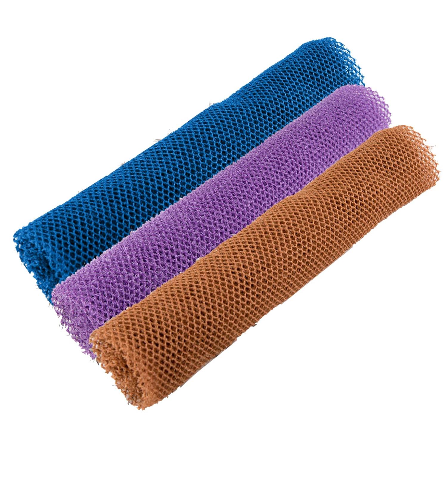 3 Pieces African Exfoliating Net Shower Body Scrubber Set - Daily Use Back Scrubber for Skin Smoothing - Buy Online on GoSupps.com