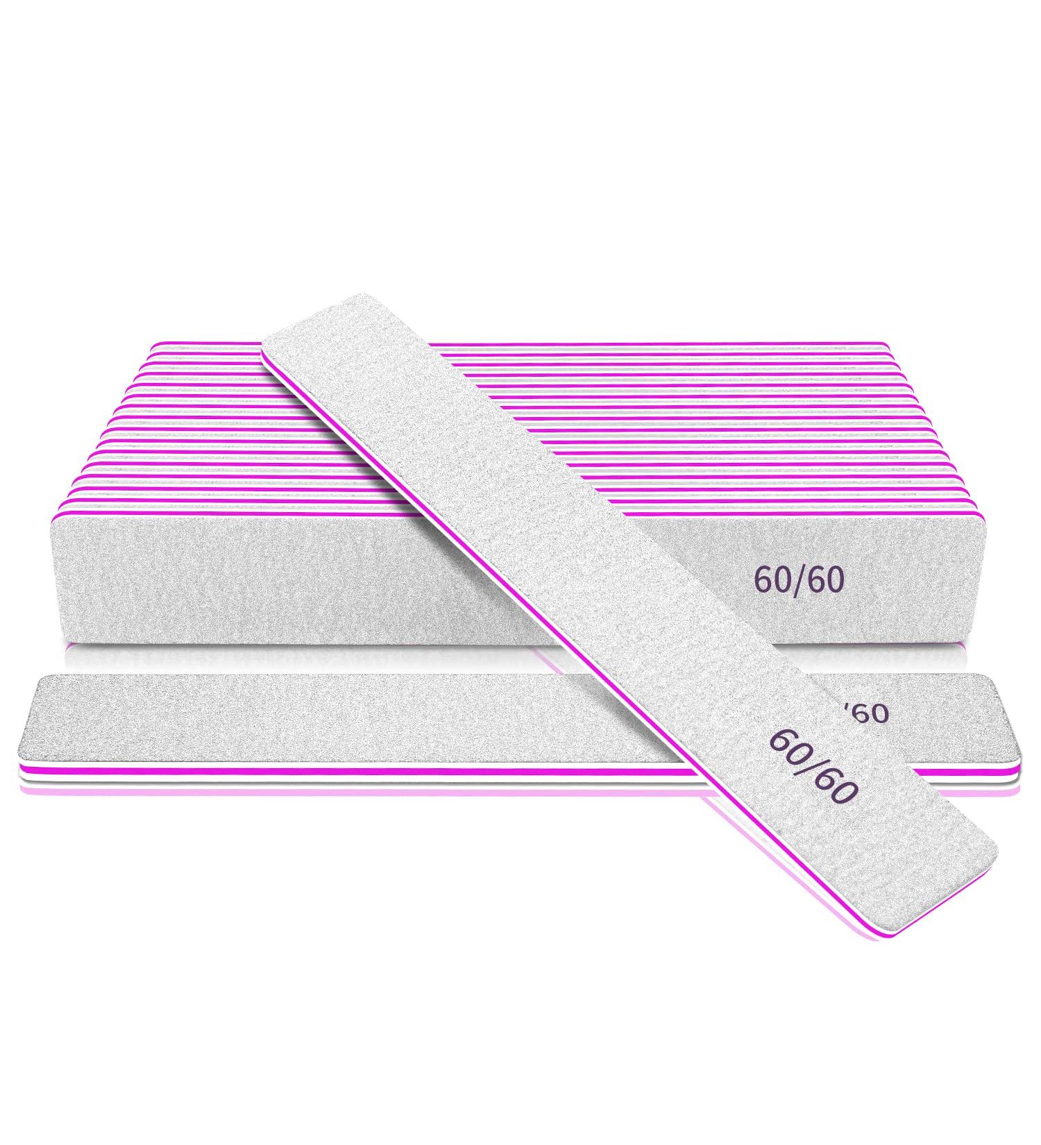 Nail Files for Gel & Acrylic Nails - 60/60 Grit Washable & Reusable Double-Sided Tools for Professional Nail Studios - Buy Online on GoSupps.com
