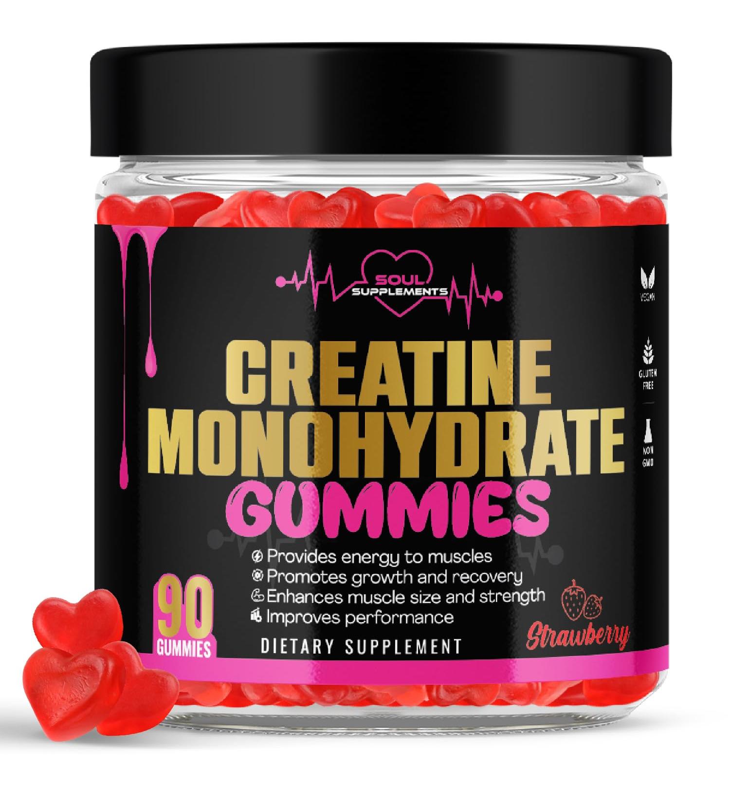 Creatine Monohydrate Gummies - Vegan Muscle Recovery & Strength Supplement - 90 Ct Gluten Free Non-GMO - 30 Servings for Men & Women - Buy Online on GoSupps.com