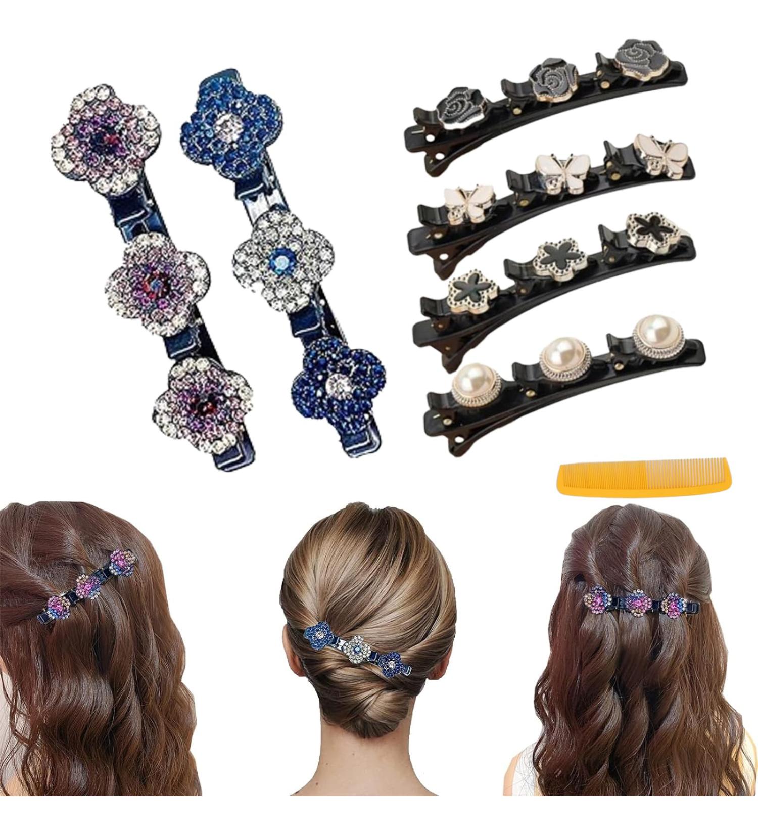 Simtplicity Crystal Stone Braided Hair Clips Braided Hair Clips Crystal Stone Braided Hair Clips Magic Hair Clip Braided Hair Clip with Rhinestones for Women/Girls (6PCS-A) - Buy Online on GoSupps.com