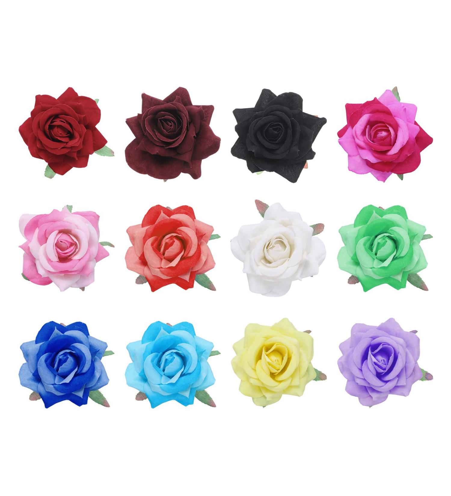 sourcing map Set of 12 Rose Flower Hair Clips 3 Inch Flower Hair Pins Flower Brooch for Women Hair Accessories - Buy Online on GoSupps.com