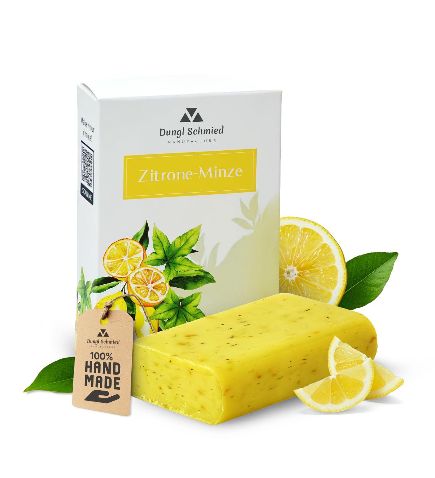 Dungl Schmied Handmade Lemon Mint Soap | Citornen Soap Pebble | Natural Scented | Palm Oil Free | Care Soap with Natural Ingredients | Vegan | For All Skin Types - Buy Online on GoSupps.com
