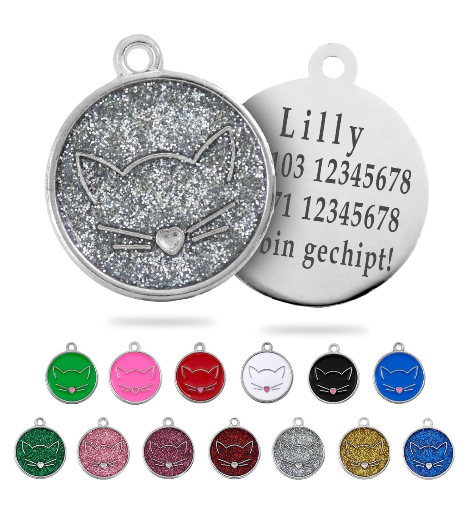 Buy Ibera Gifts: Personalized Cat Collar Engraved for Medium to Large Cats - Silver Glitter Necklace - Buy Online on GoSupps.com