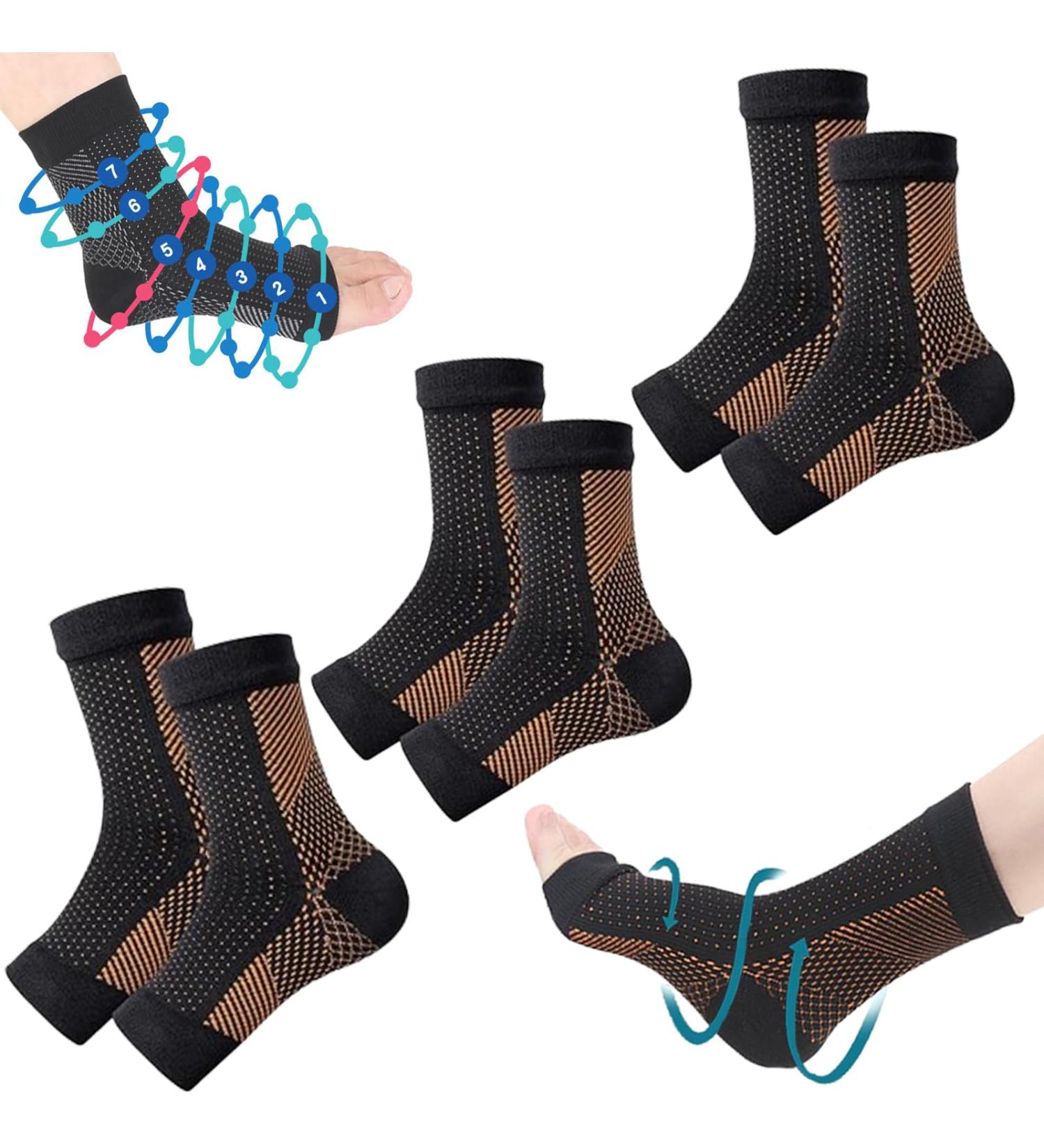 Ibdry Night Compression Socks - Orthopedic Support Stockings (Brown 3PCs S/M) | Best for Sleep & Recovery - Buy Online on GoSupps.com