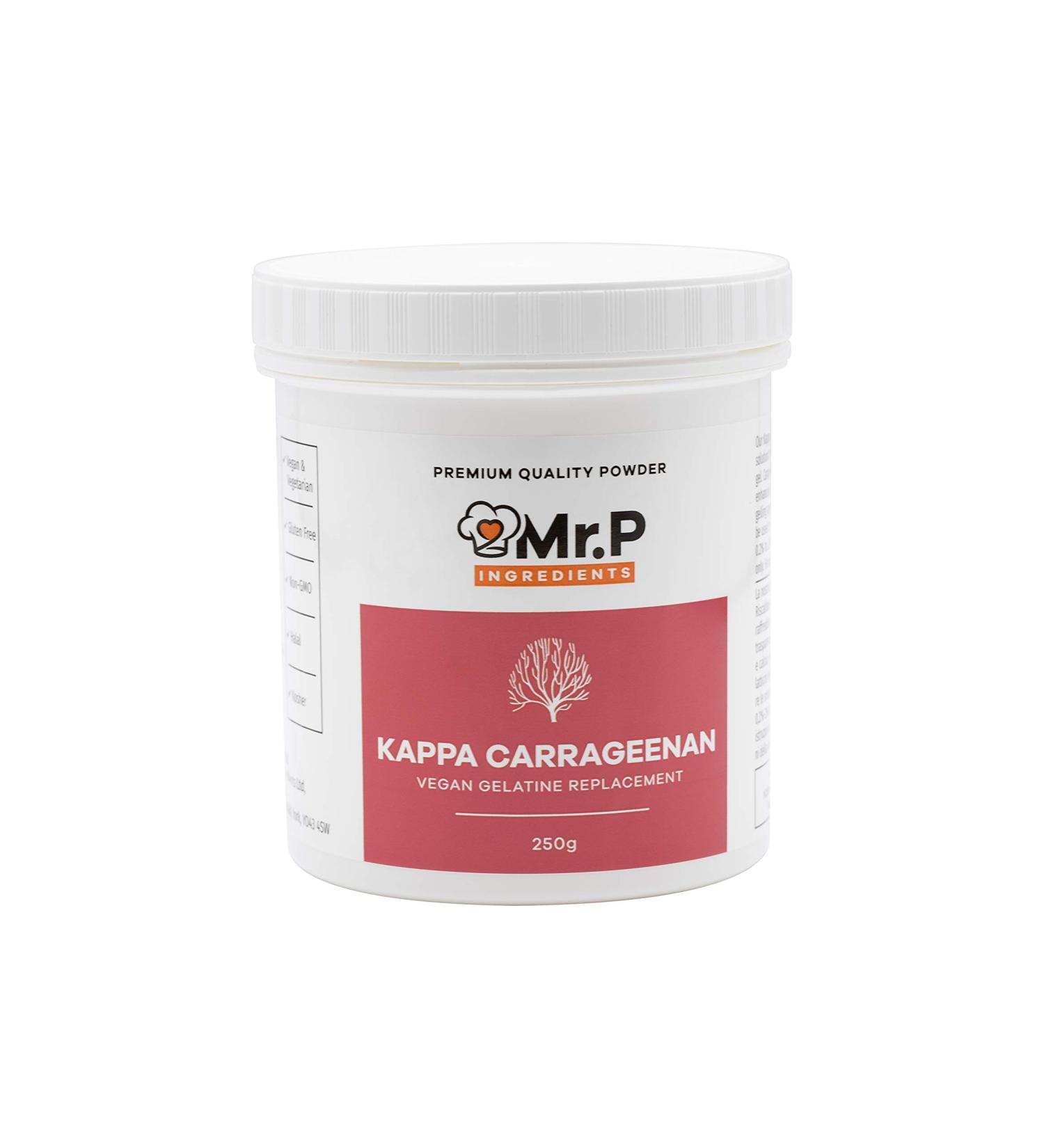 Mr.P Kappa Carrageenan 250g Powder - Vegan Gelling Agent, Halal/Kosher, Gluten-Free - Recyclable Pot - Pack of 1 - Buy Online on GoSupps.com