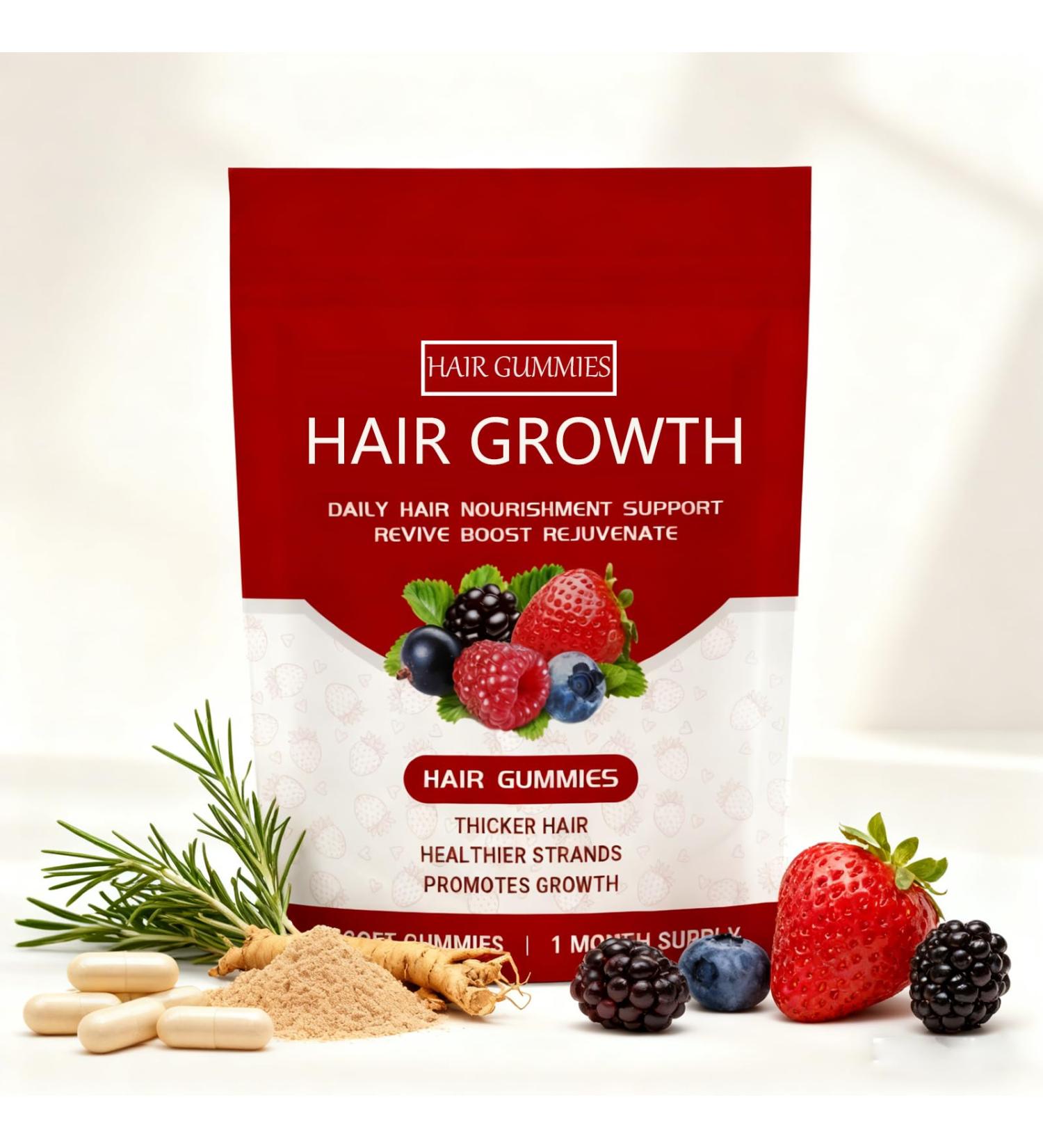 RCSCBC Lumin Hair Growth Gummies Hair Growth Gummies for Black Women Supports Thicker Stronger & Healthier-Looking Hair Mixed Berry Flavor 60 Gummies (1Bag) - Buy Online on GoSupps.com