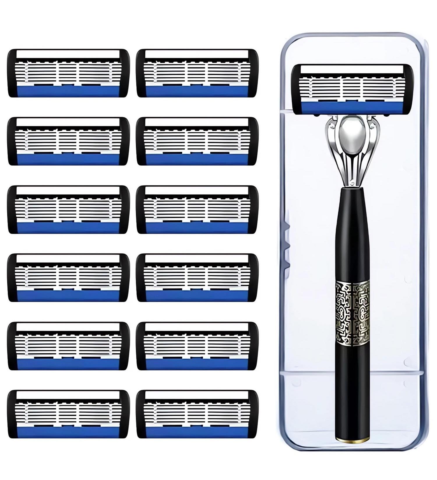 12-Piece Replacement Blades for Men s Wet Razors | Metal Handle 7 Layers | Perfect Gift for Him - Buy Online on GoSupps.com