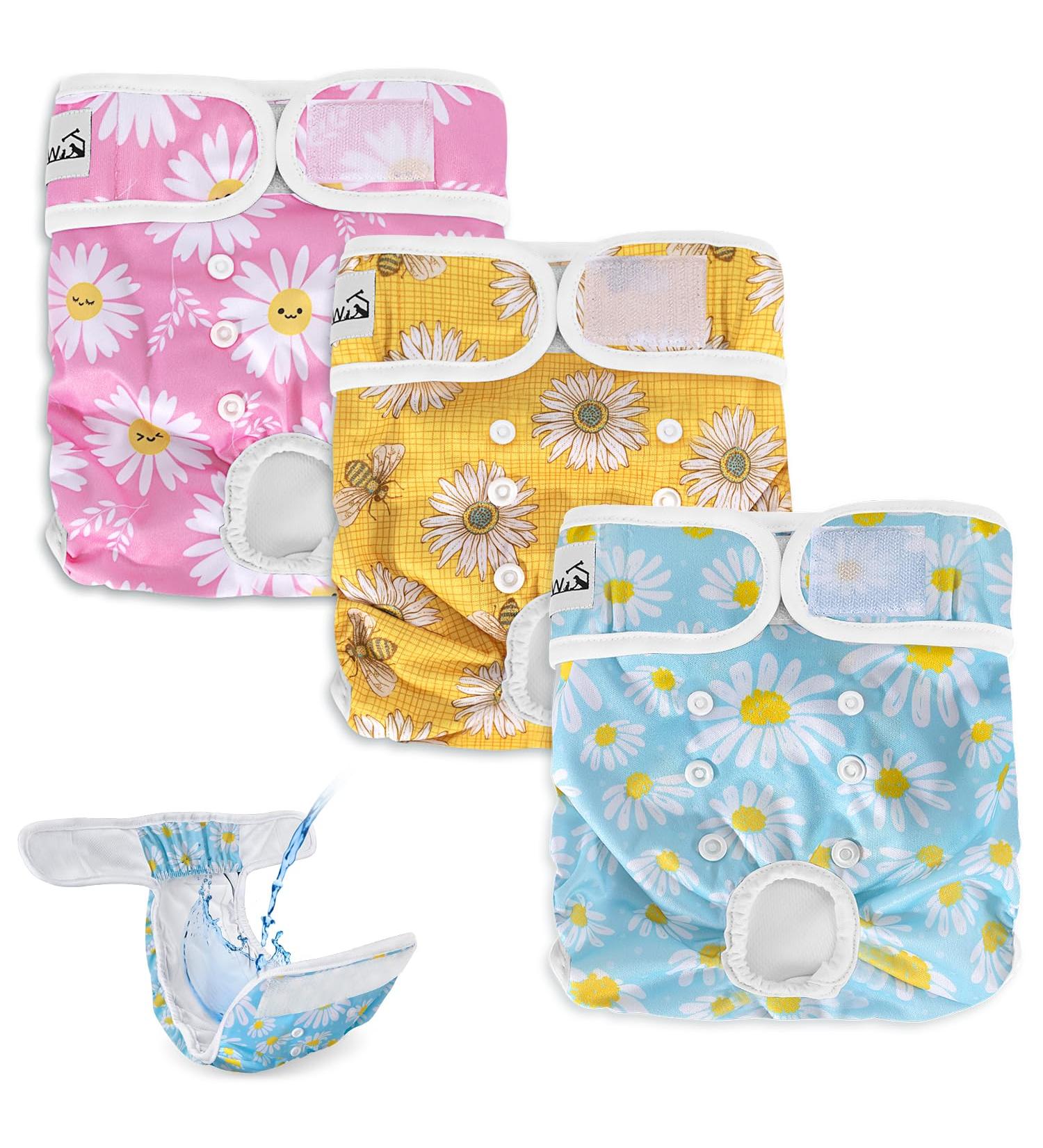 Slowton XS Dog Diapers for Bitches | Washable Incontinence & Heat Solutions | 3 Pack - Buy Online on GoSupps.com