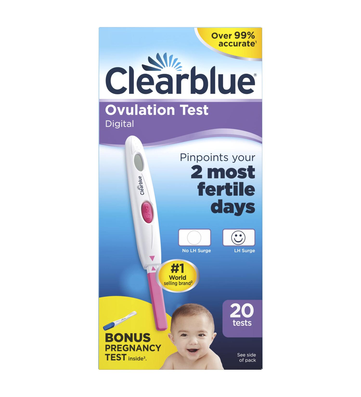 Clearblue Digital Ovulation Test Predictor Kit Plus Bonus Rapid Detection Pregnancy Test 20 Ovulation Tests & 1 Pregnancy Test 20 Count (Pack of 1) - Buy Online on GoSupps.com