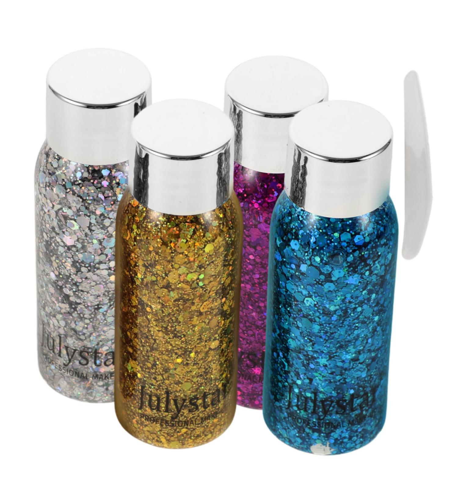 FOMIYES 4pcs Set Colorful Eye Shadow Festival Glitter Body Glitter Gel Face Sparkles Glitter Gel Liquid - Buy Online on GoSupps.com