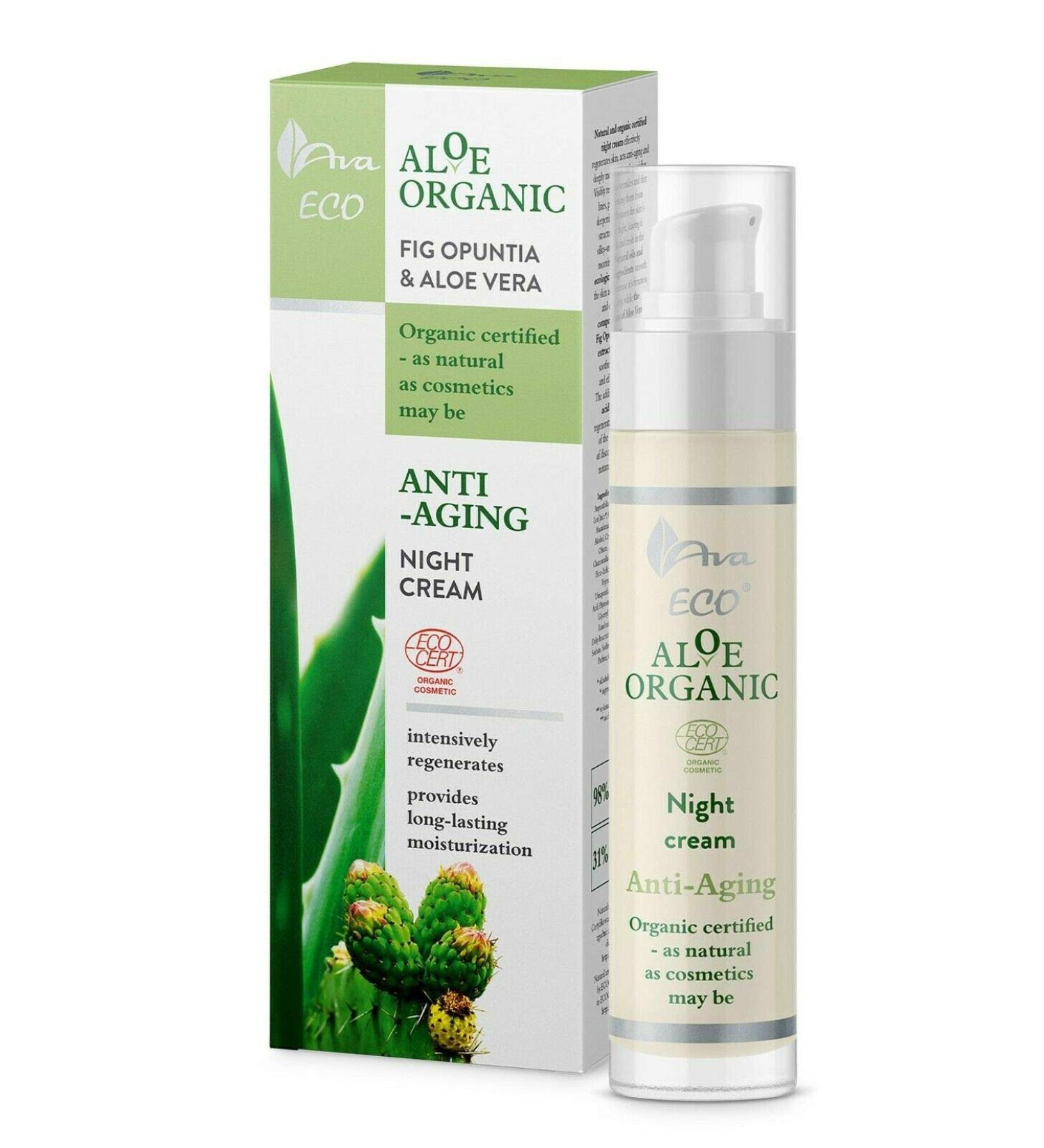 AVA Aloe Organic Anti-Aging Night Cream - 50 mL | Hydrating & Nourishing | International Shipping Available - Buy Online on GoSupps.com