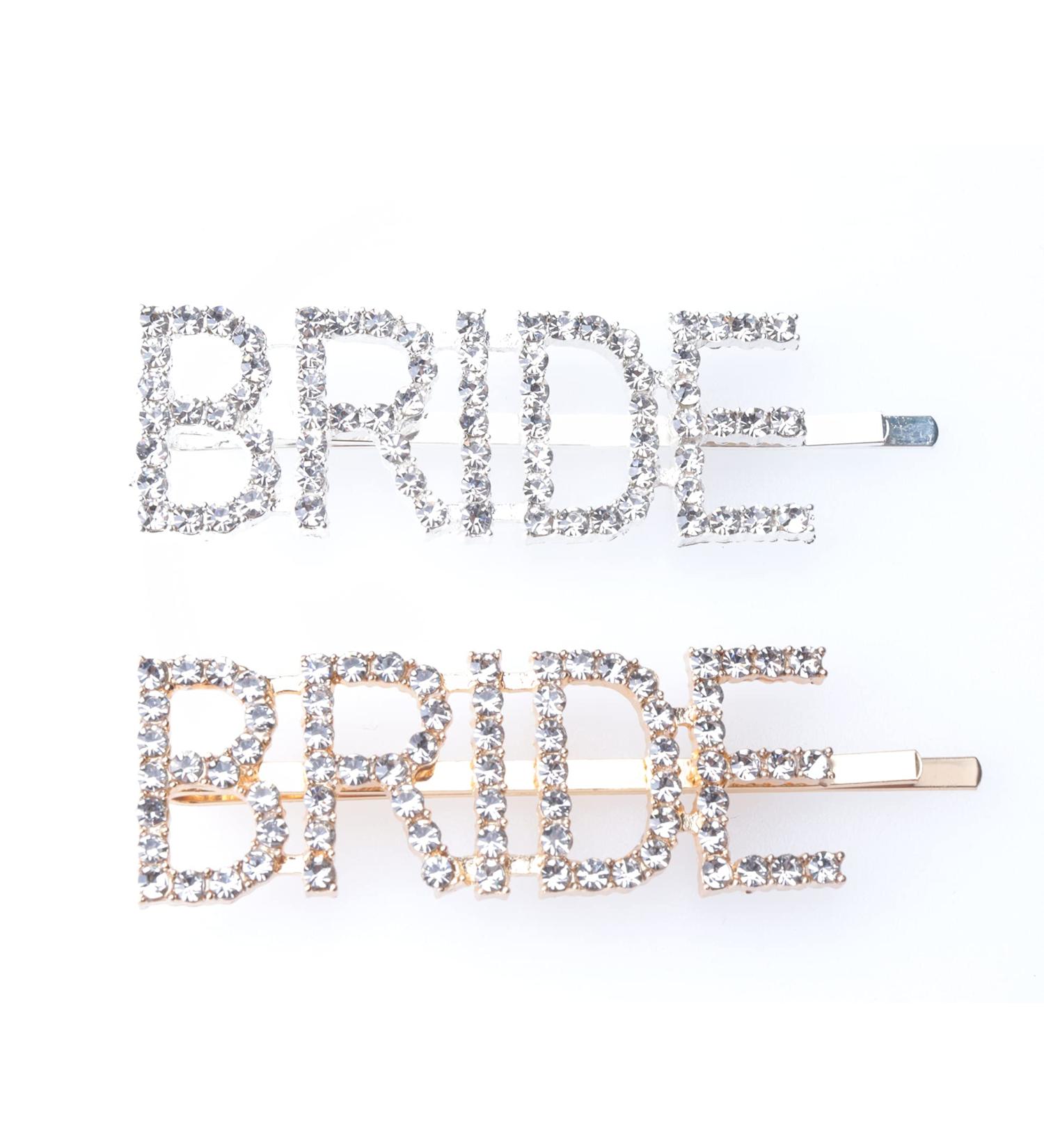 Sowaka BRIDE Hair Pin Set - Vintage Metal Hair Clip with Rhinestone Letter - Wedding Hair Accessories for Bride Women Girls - Buy Online on GoSupps.com