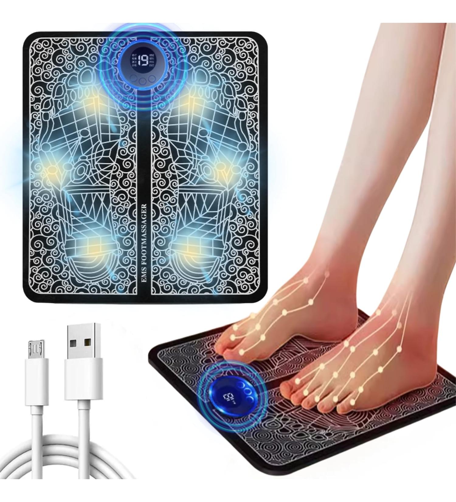 EMS Foot Massager | Electric USB Foot Health Device for Muscle Pain Relief & Blood Flow | 8 Modes & 19 Intensity Levels - Buy Online on GoSupps.com