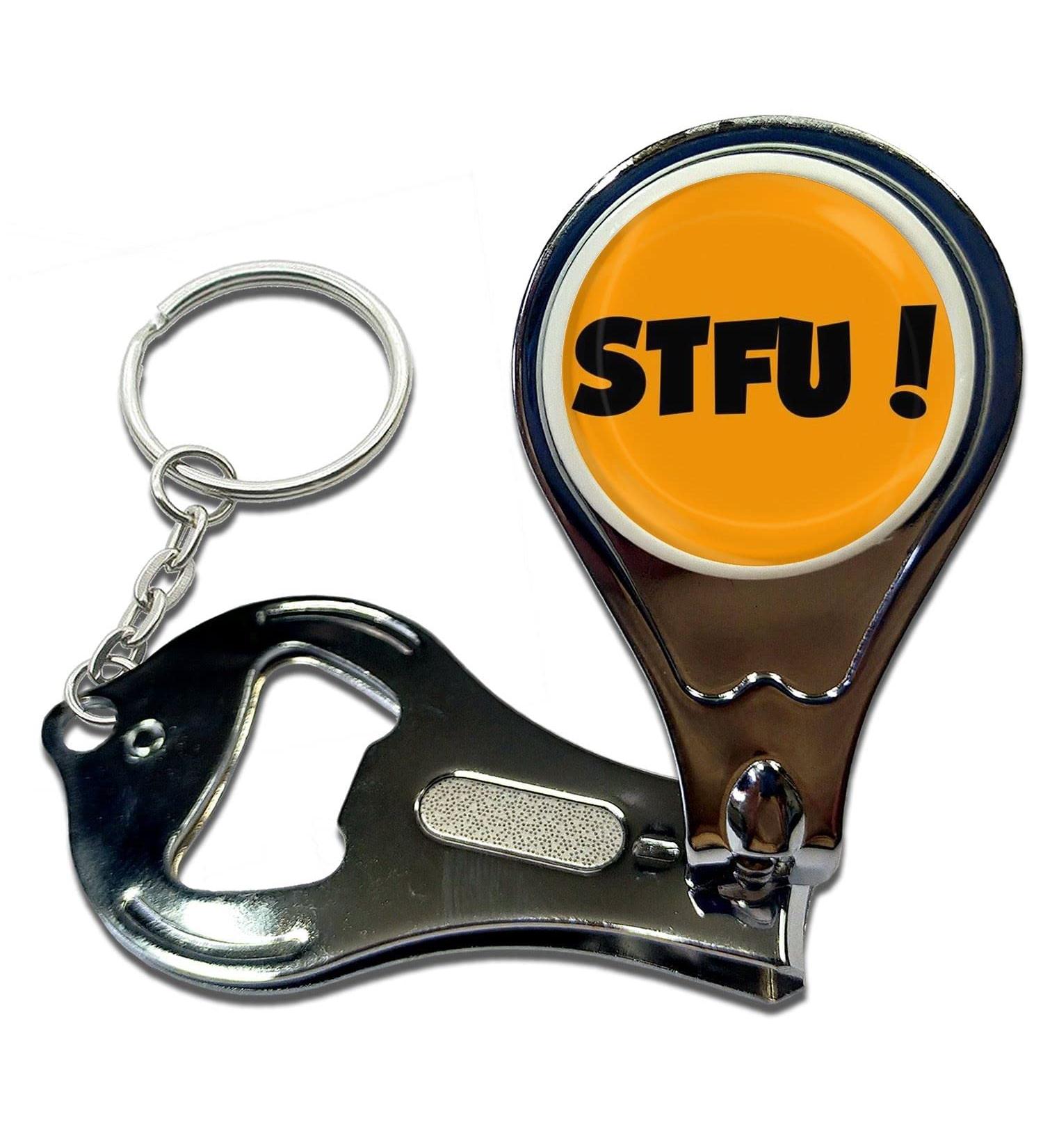 BadgeBeast.co.uk STFU! Shut the F**k up! - Key Ring Bottle Opener and Nail Clipper - Buy Online on GoSupps.com