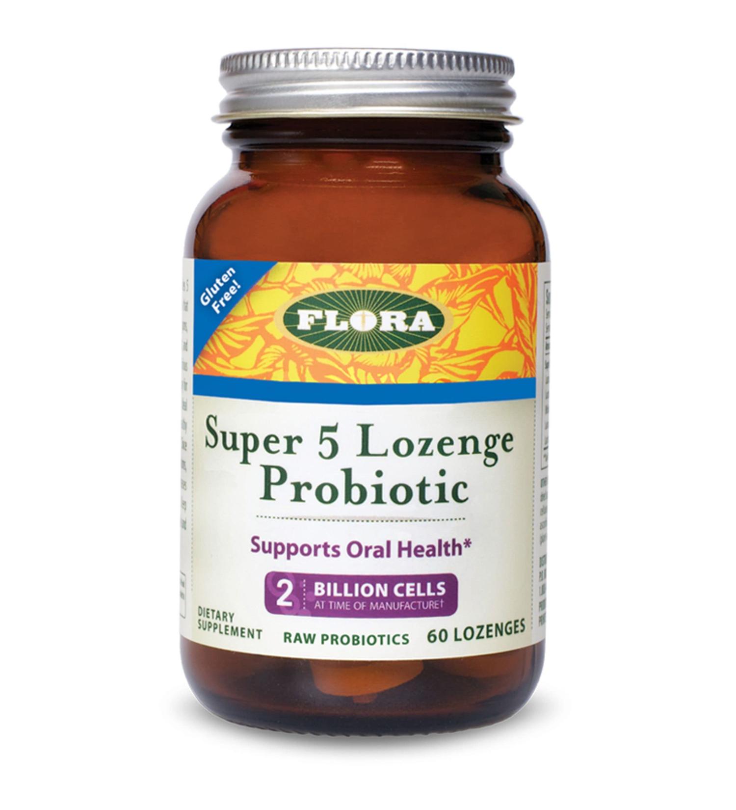 Flora Super 5 Probiotic Lozenges - 2 Billion Cells, 60 Count - Buy Online on GoSupps.com