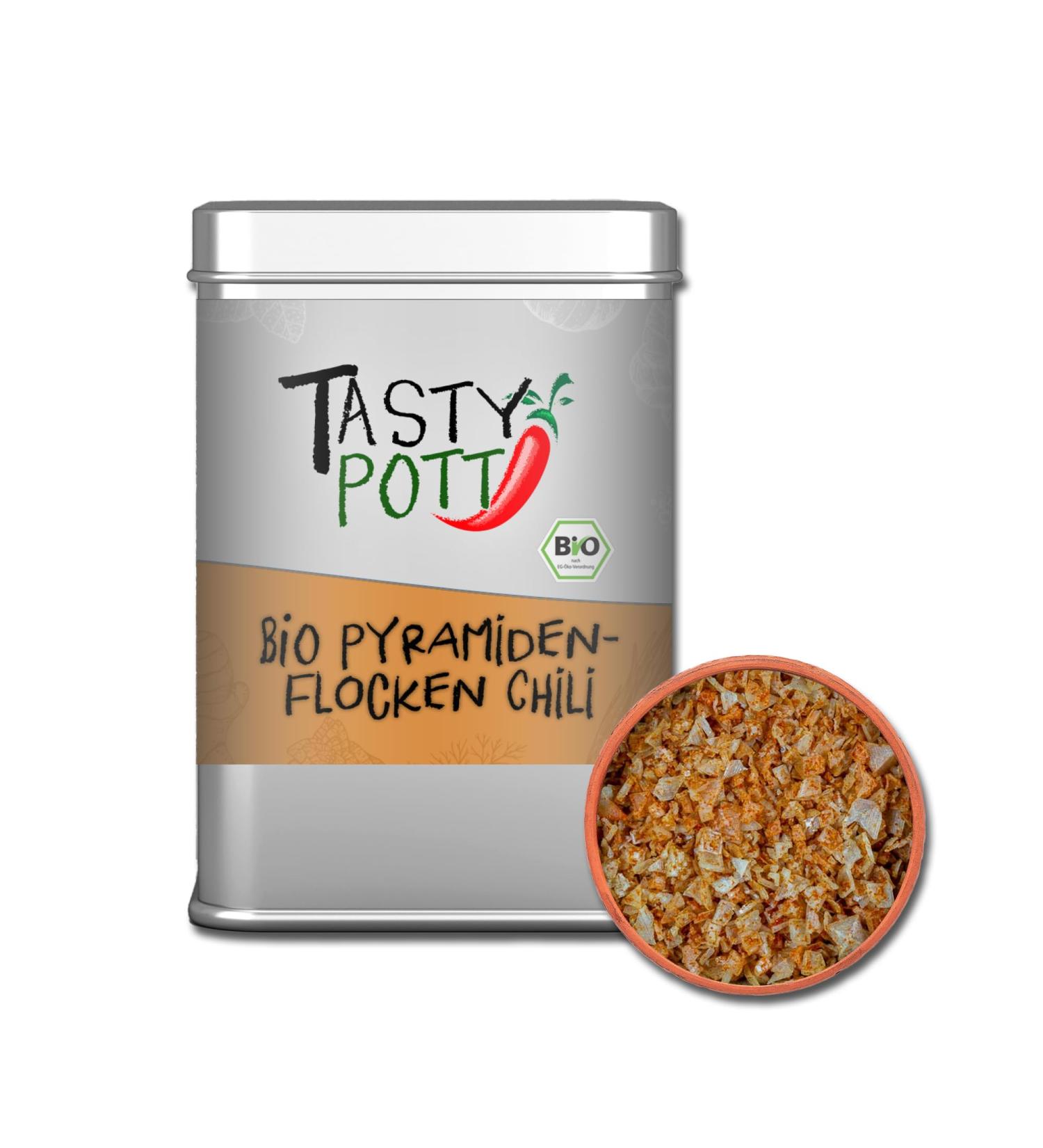  TASTY POTT Tasty Pott Organic Pyramid Salt Flakes - Chili - Chili Salt - Red Salt - Salt Flakes - Sea Salt - Sea Salt - Seasoning - Pyramid Salt in an 85g box - Buy Online on GoSupps.com