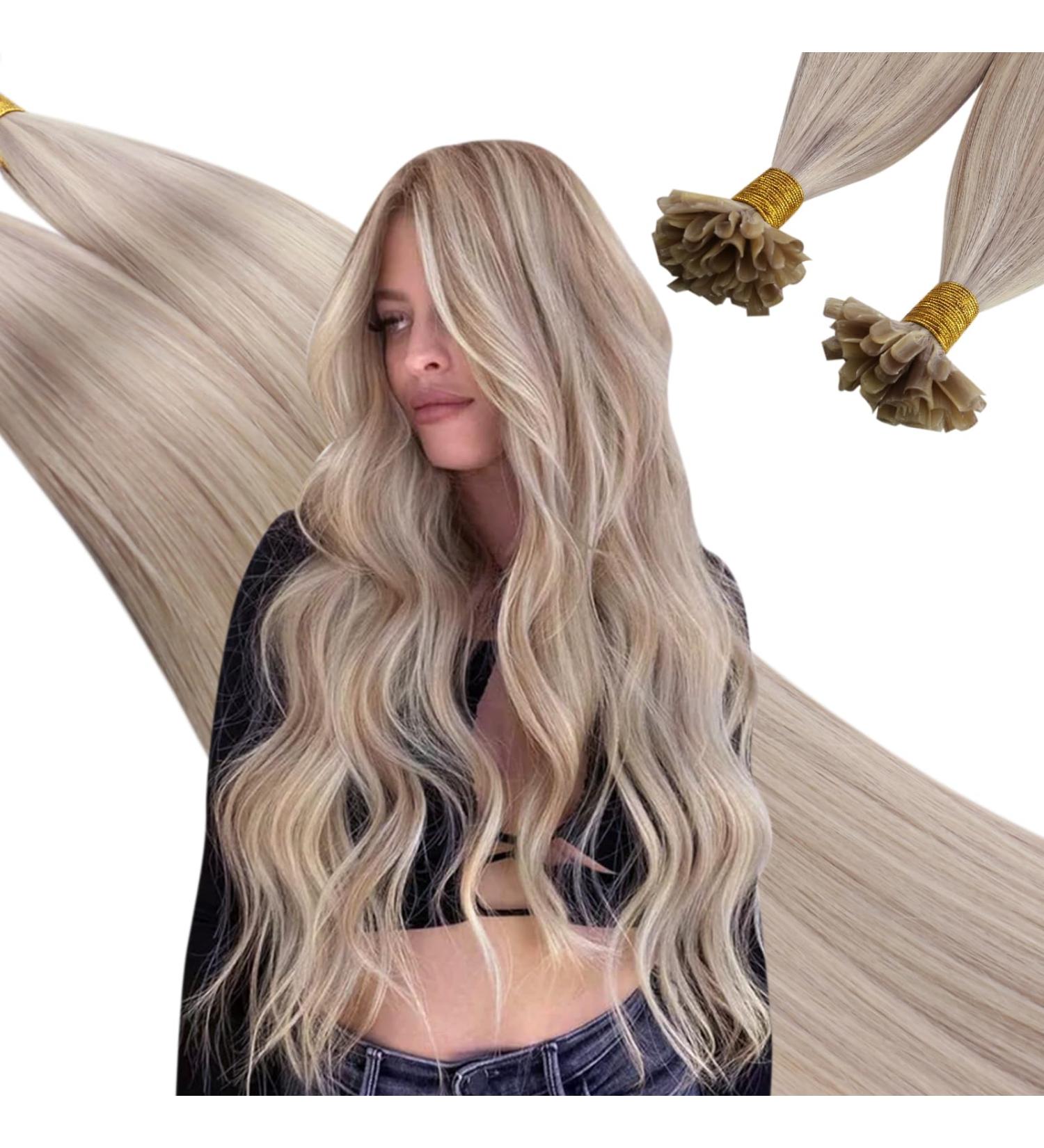 UGEAT U Tip Extensions | Keratin Hair Extensions 50cm P18/613 Ashblond | Real Hair Bonding Extensions 1g/Strand | Buy Online Internationally - Buy Online on GoSupps.com