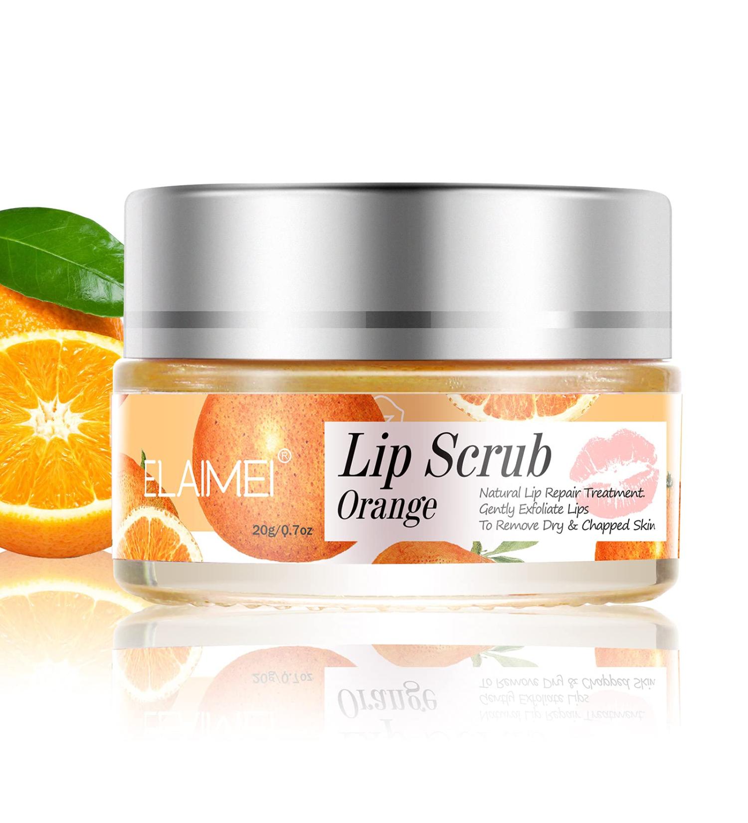 Orange Sugar Lip Scrub - Exfoliator & Moisturizer for Chapped Lips with Shea Butter & Vitamins A, C, & E - Buy Online on GoSupps.com