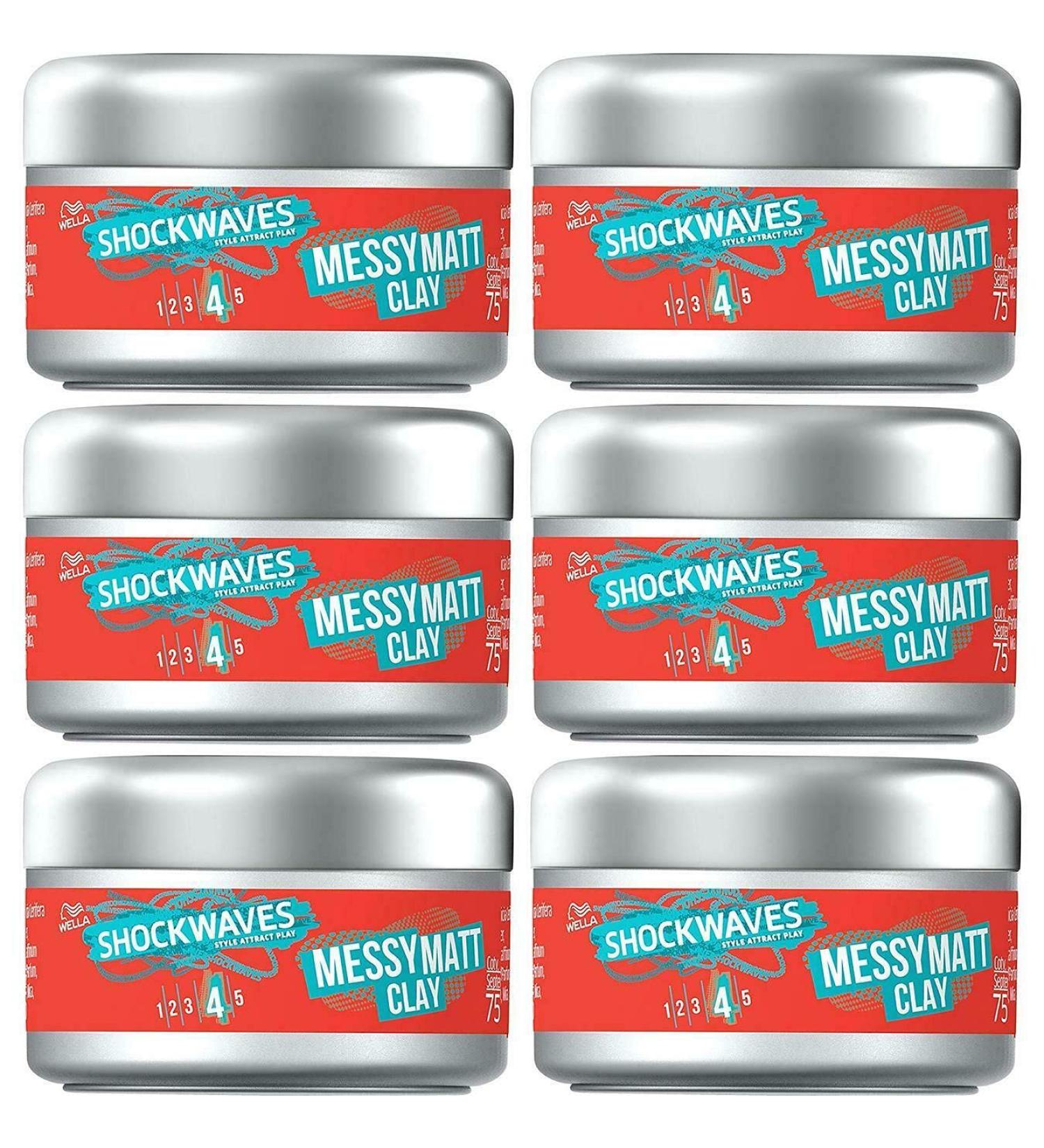 Wella Shockwaves Go Matt Clay - Pack of 6 (Unscented 6 x 75 ml) | International Shipping Available - Buy Online on GoSupps.com