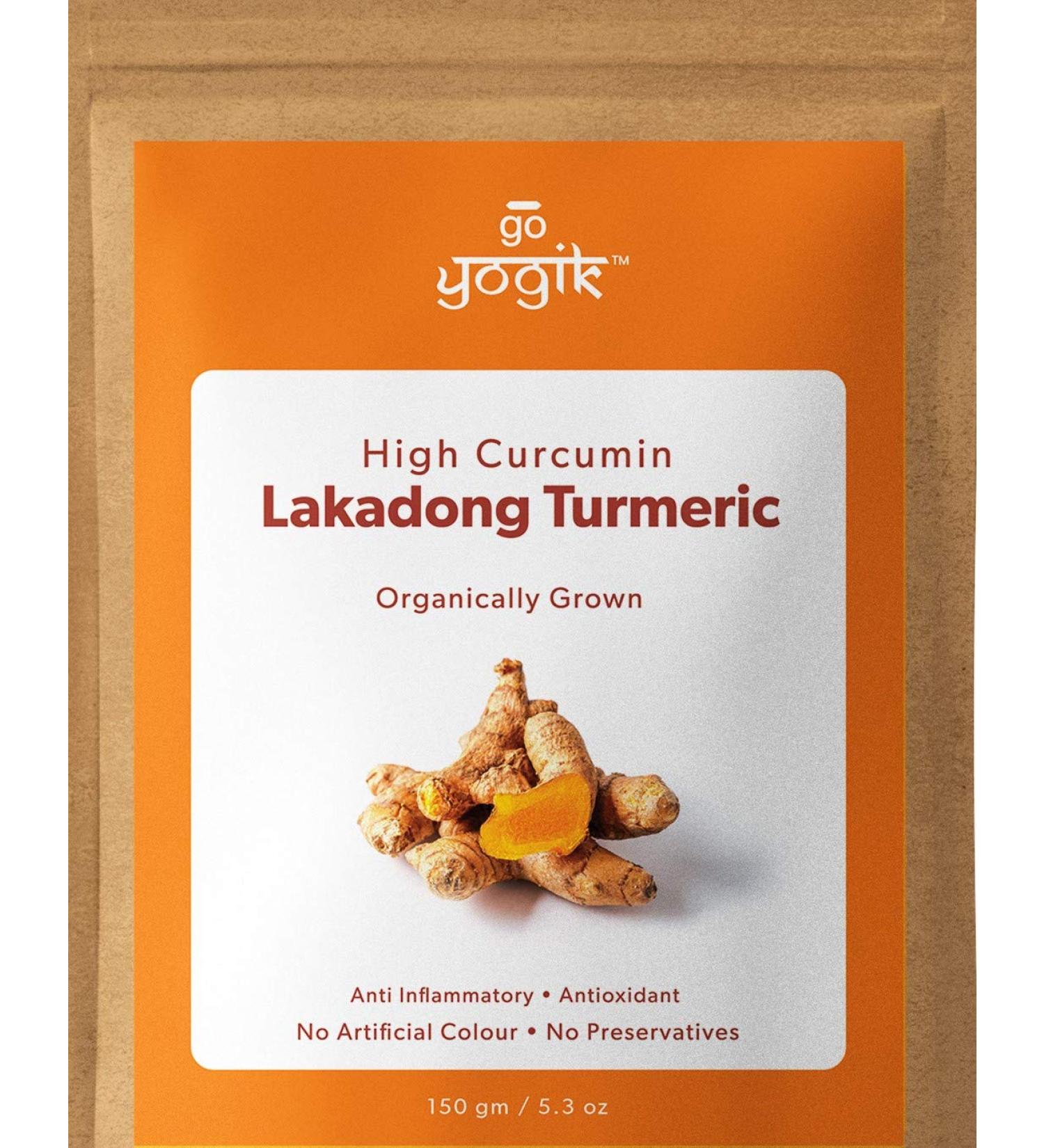 Organic Go-Yogik Lakadong Turmeric Powder | Lab Tested 8.5% Curcumin | 5.3oz - Buy Online on GoSupps.com
