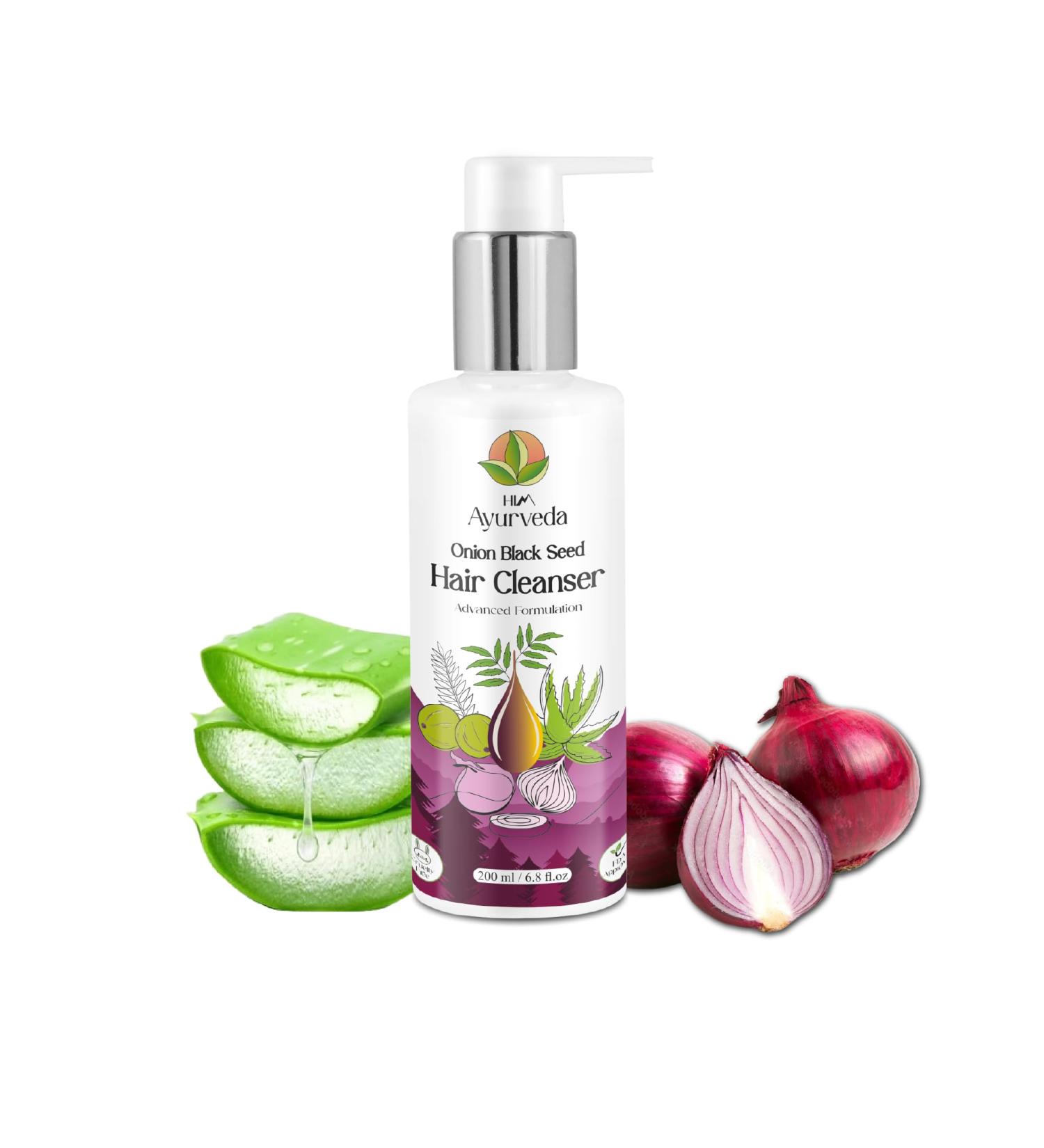 Onion Black Seed Hair Cleanser - 100% Natural & Ayurvedic for Strong Hair | 200ml | 20+ Herbal Ingredients | For Men & Women - Buy Online on GoSupps.com