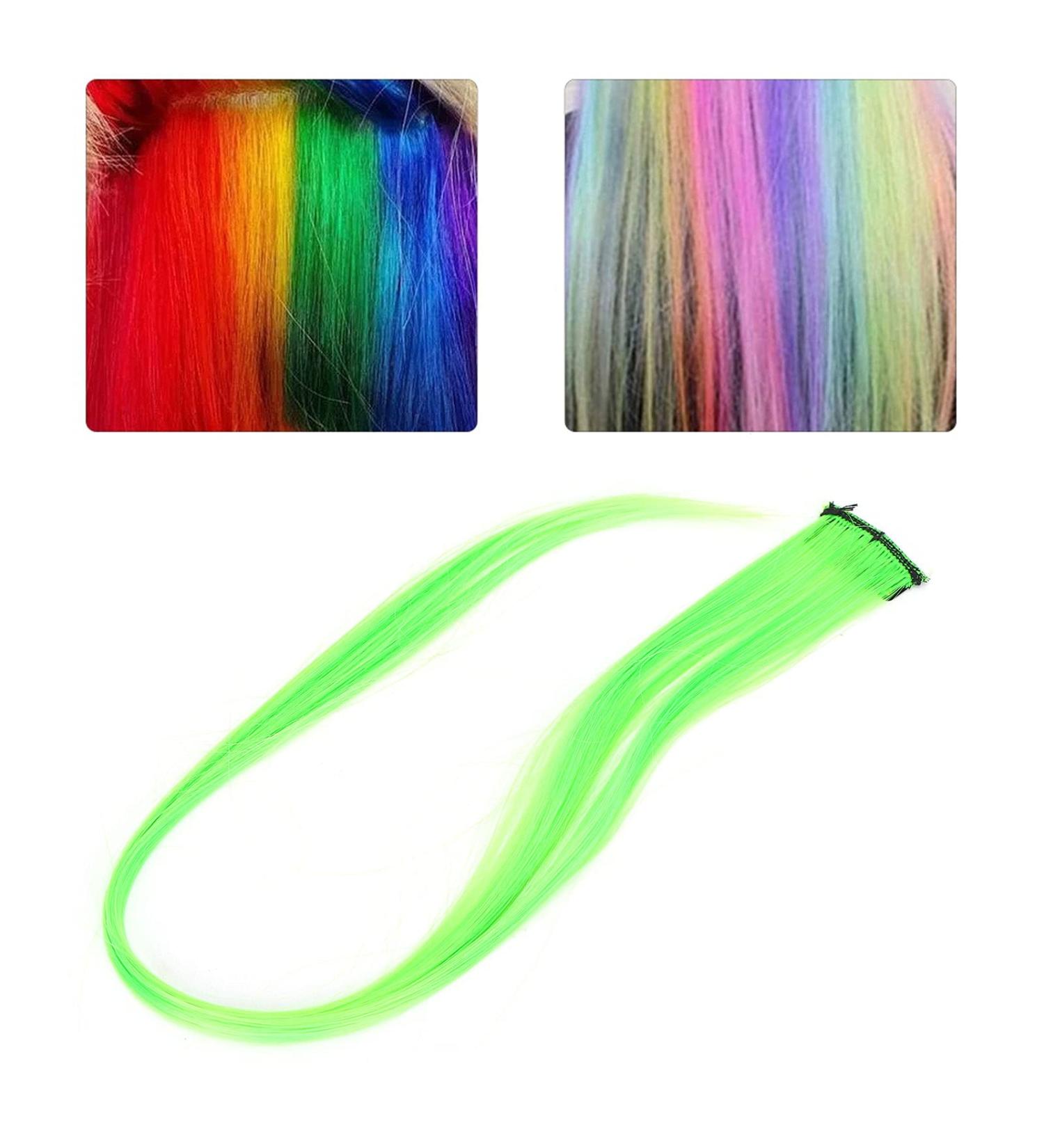 Bright Color Hair Extensions Hairpiece for Cosplay Colored Hair Extensions Dress Up with Straight Hairpiece Convenient Application Suitable for Daily Use (Fluorescent Green) - Buy Online on GoSupps.com