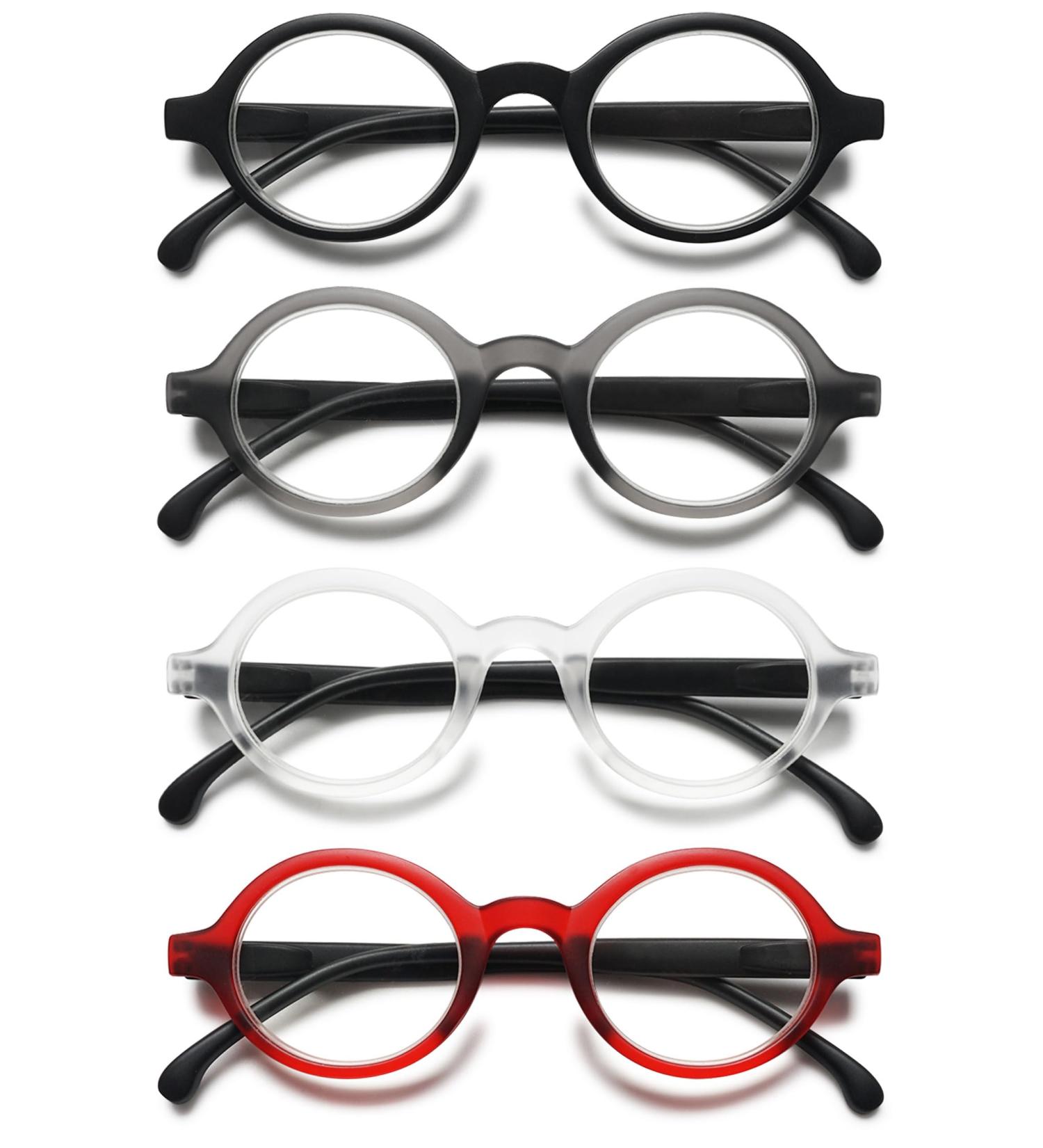 Vevesmundo Halbrand Retro Round Reading Glasses Set - Vintage Clear Visual Aid for Men - 4 Pieces 1.75x - Buy Online on GoSupps.com