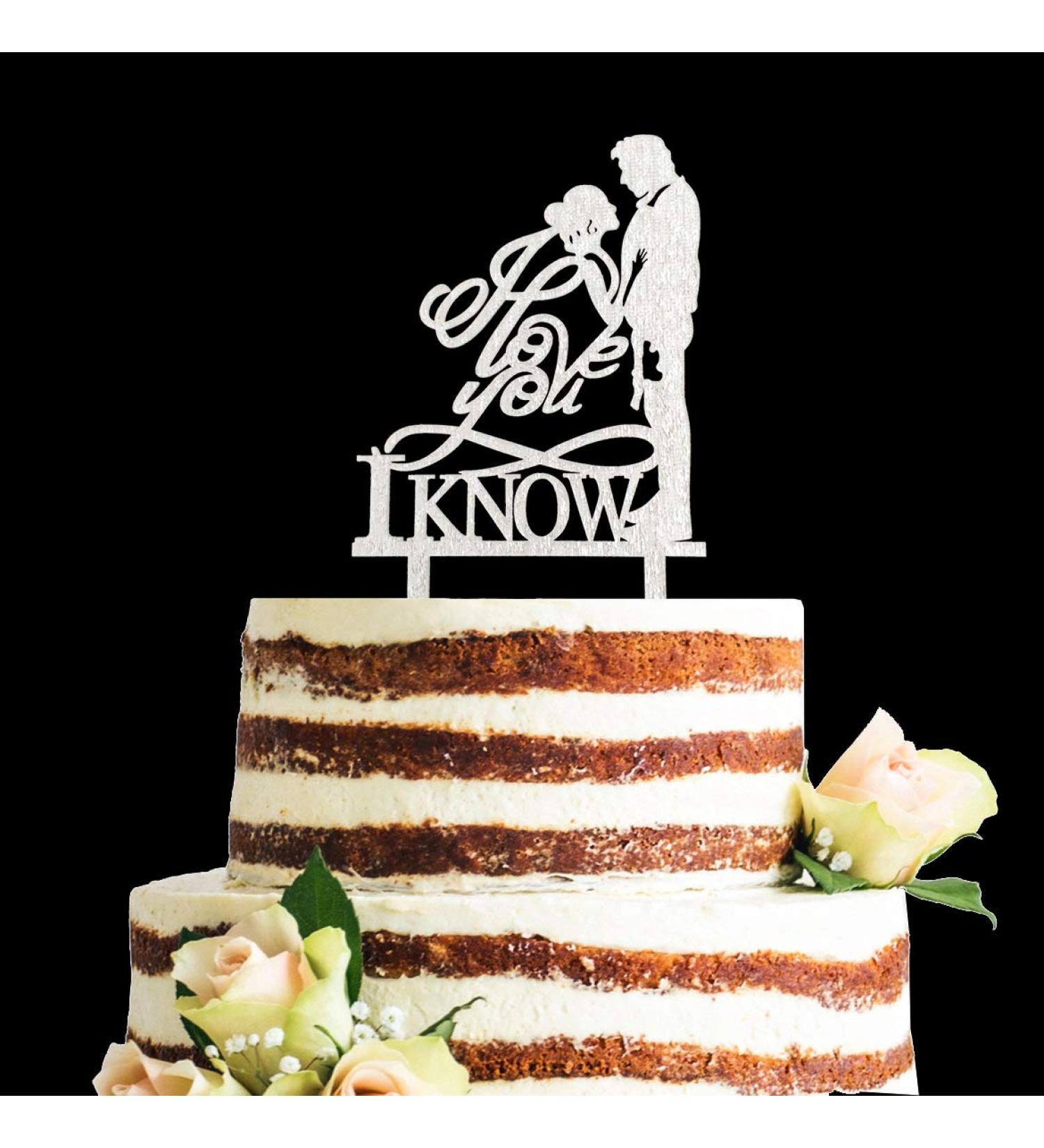 Acrylic I Love You I Know Cake Topper Star Wars Theme Wedding Cake Topper Han and Leia Cake Topper (Silver) - Buy Online on GoSupps.com