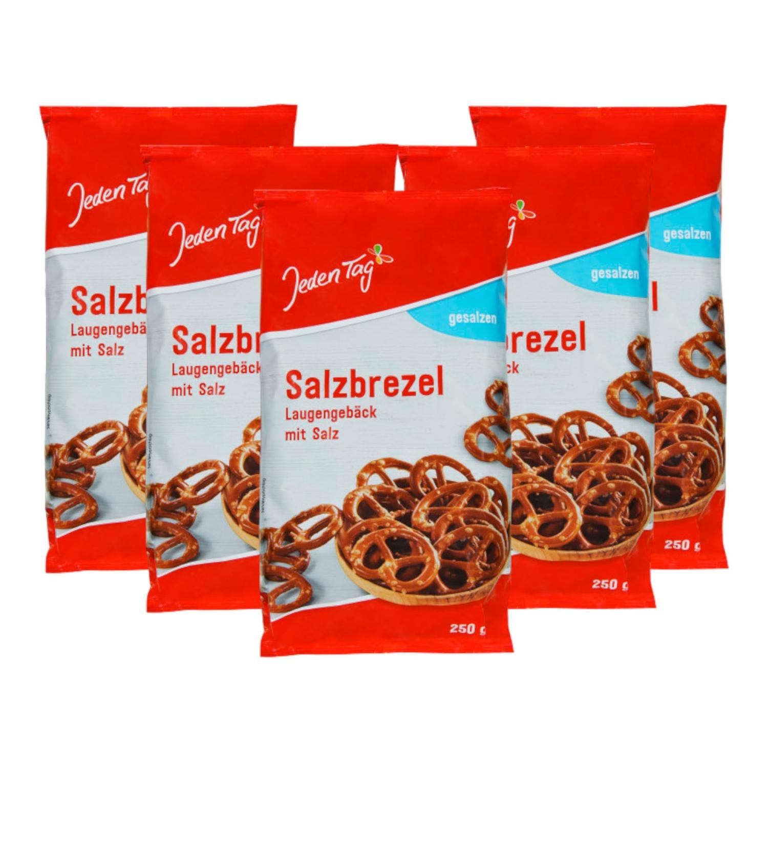 Salz pretzels 250g every day |Crispy nibbles with salt ideal for snacks and parties (salbules 5 -pack) salbrezels 250 g (5 Pack)