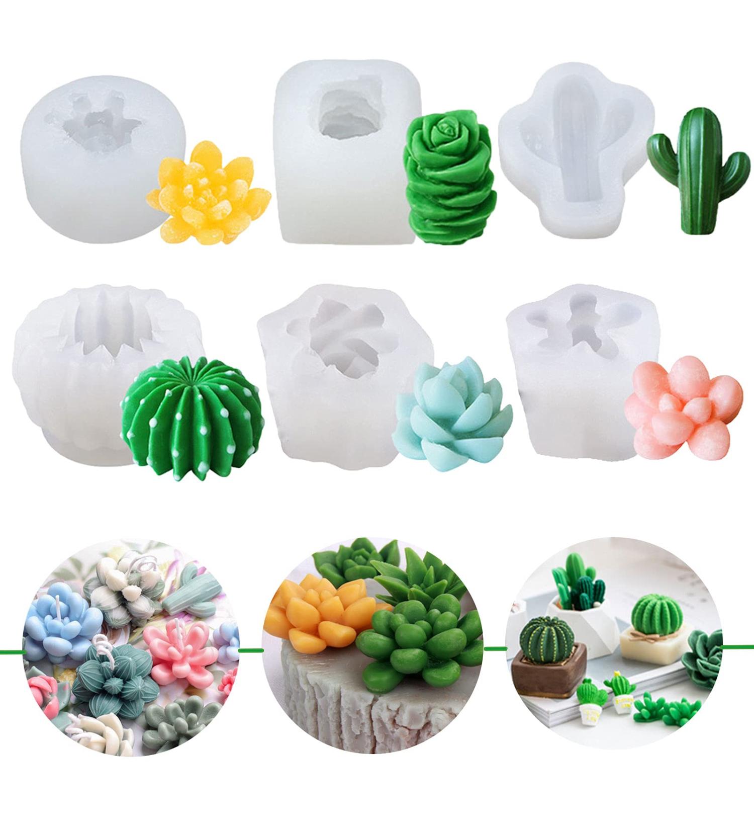 Timisea 6 Pack Succulent Silicone Mold for DIY Cactus Flower Resin Crafts - Buy Online on GoSupps.com