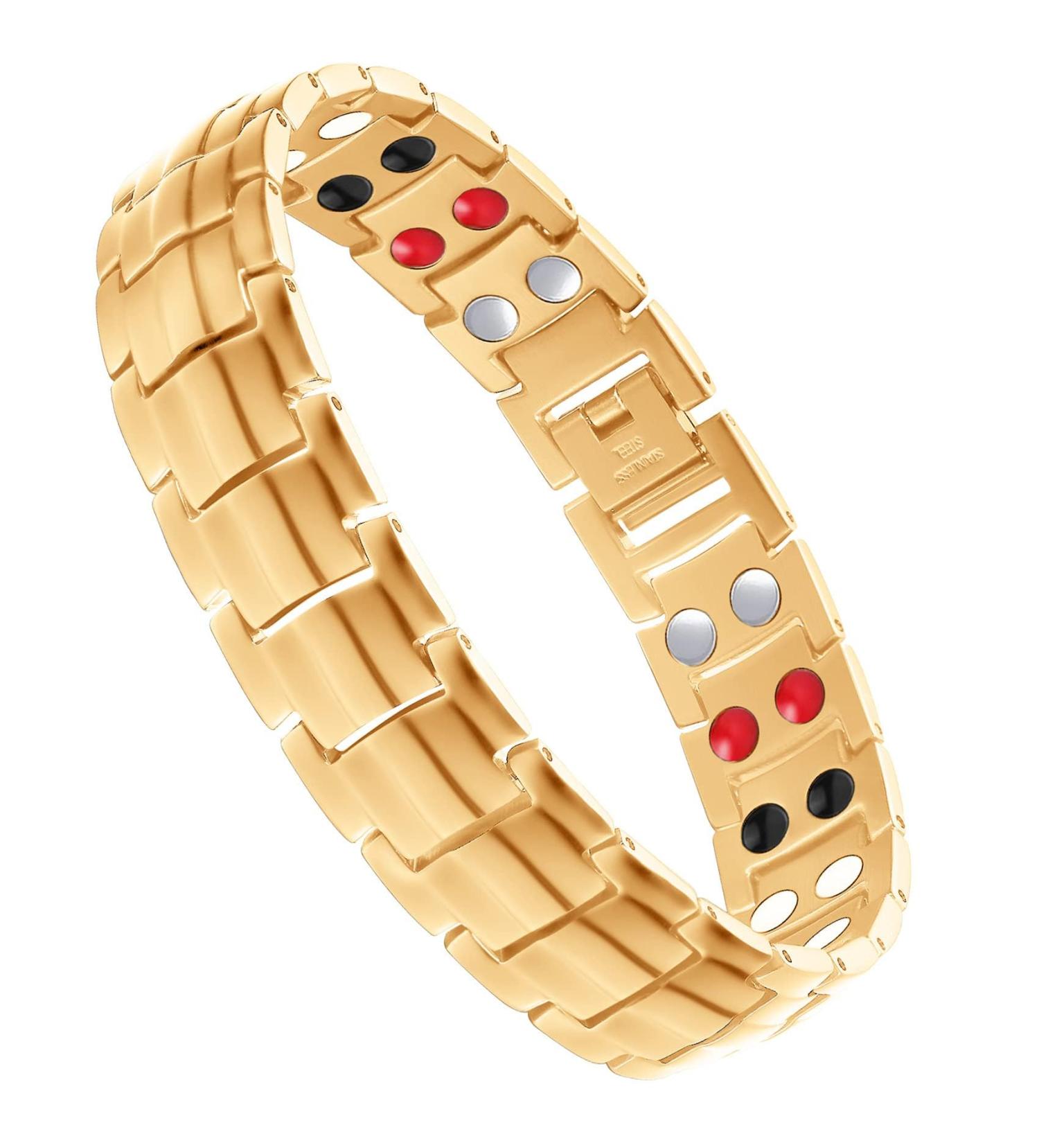 Jeracol Titanium Steel Magnetic Bracelets for Men | Double Row Strength Magnets | Free Links Removal Tool & Gift Box Included - Buy Online on GoSupps.com