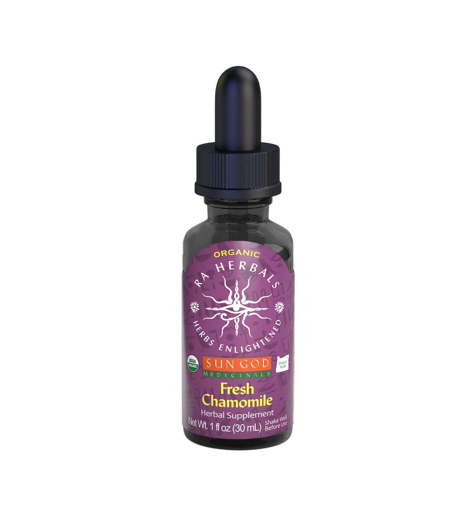 Sun God Medicinals RA Herbals - Certified Organic Soothing Fresh Chamomile Tincture | Fresh Blend for Relaxation | 1 oz - Buy Online on GoSupps.com