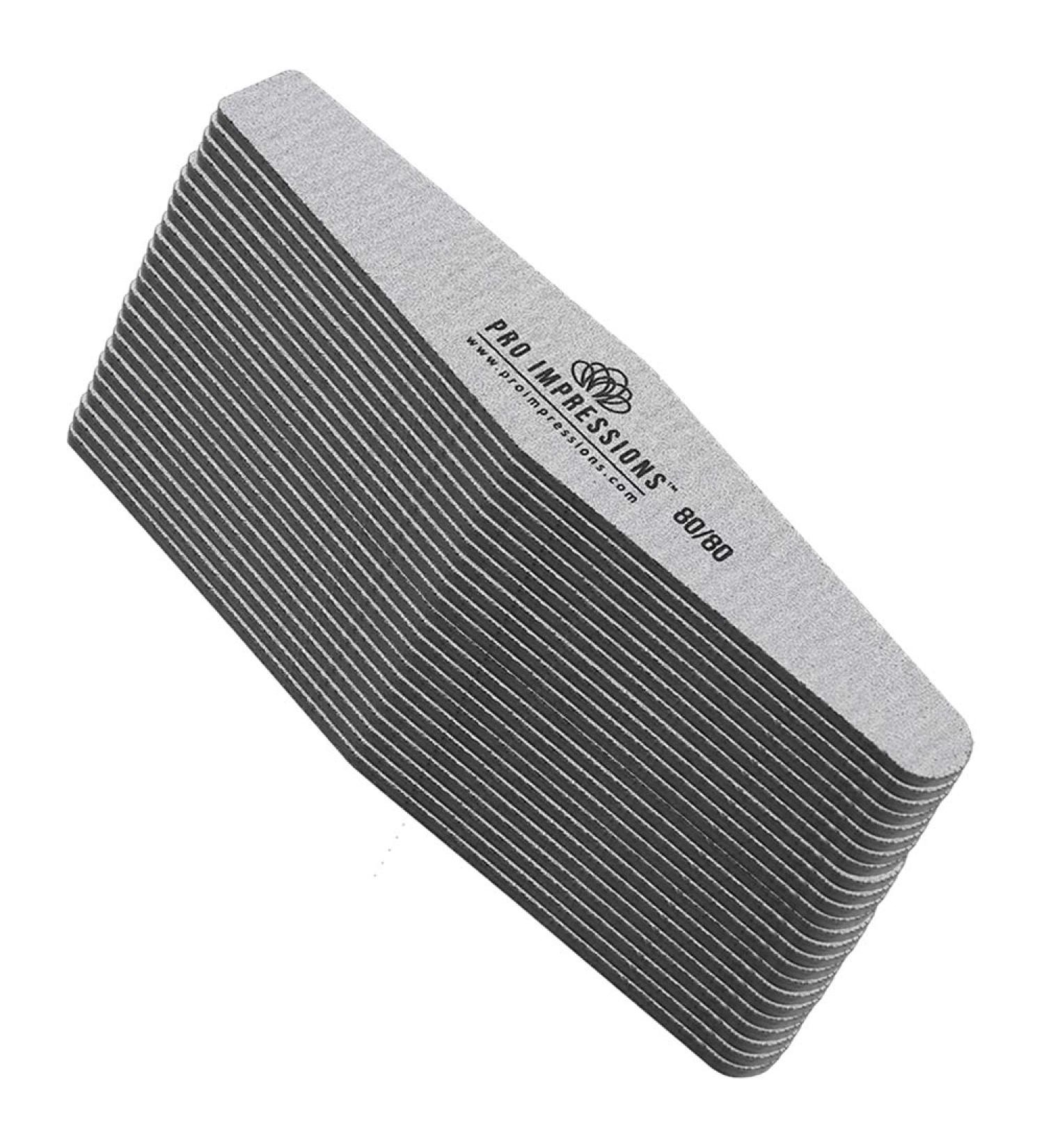 Pro Impressions 80/80 Grit Premium Diamond Nail Files 25-Piece Silver