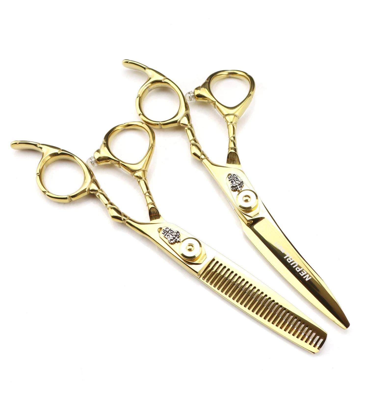 Hair Cutting Scissors Shears 6 Inch Professional JP 440c Steel All Gold Hair Scissors Haircut Thinning Barber Cutting Shears Hairdresser Scissors Set - Buy Online on GoSupps.com