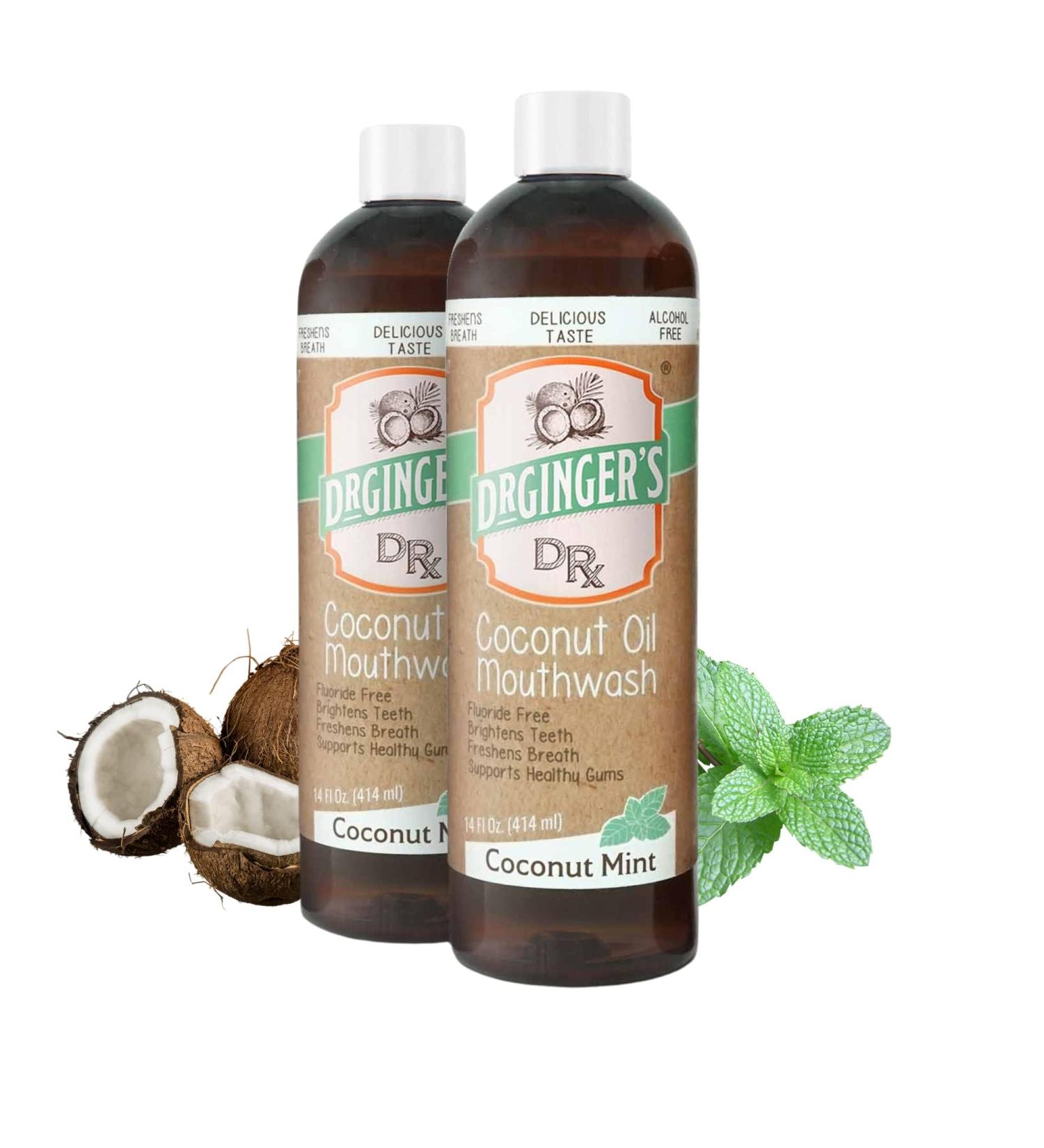 Dr. Ginger s Coconut Oil Pulling Alcohol Free Mouthwash - Mint Flavor 14 fl oz 2pcs - Fluoride Free All-Natural with Xylitol 14 FL Oz (Pack of 2) - Buy Online on GoSupps.com