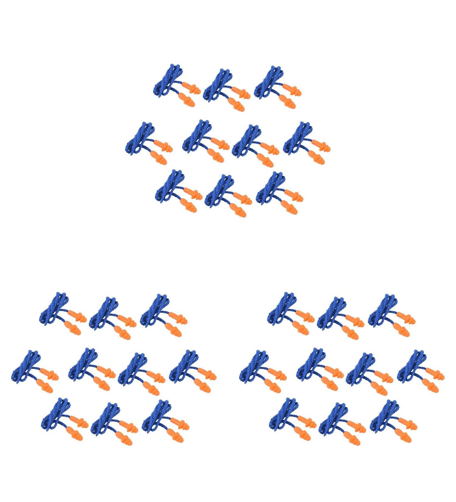 Pteanecay 30 Pcs Silicone Soft Ear Plugs - Hearing Protection with Cord - Noise Reduction Blue Orange - Buy Online on GoSupps.com