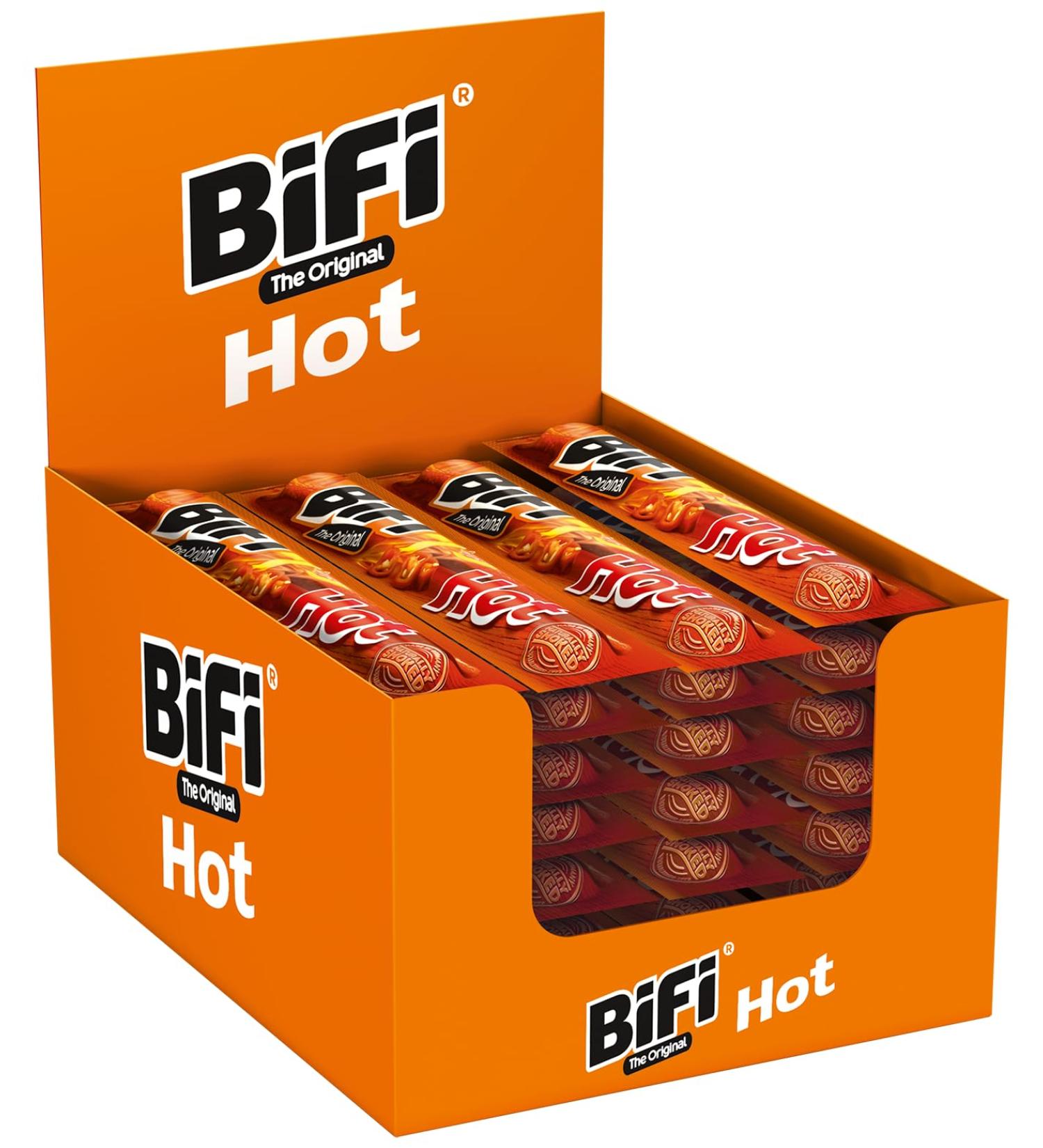 Bifi Hot Spicy Salami Sticks - Pack of 40 (40 x 20g) - Air-Dried Sausage Snack for On-The-Go Office or Sports - Packed with Pepper Chilli & Garlic - Buy Online on GoSupps.com