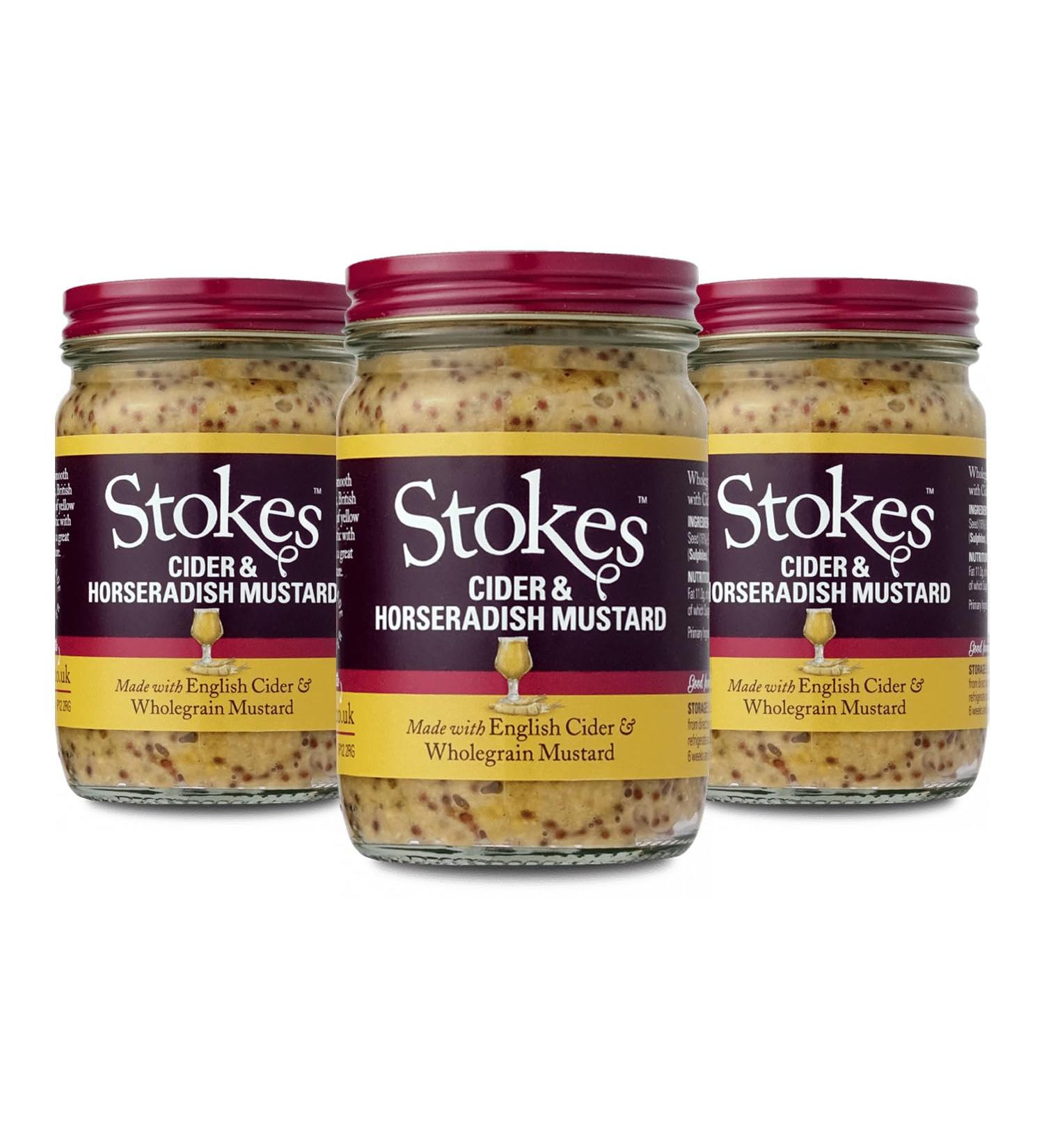 Stokes Cider & Horseradish Wholegrain Mustard 185g - Pack of 3