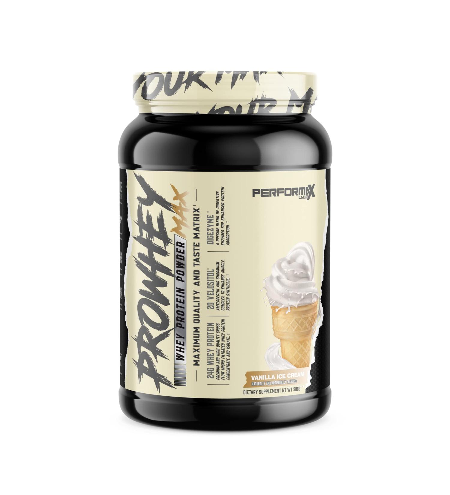 ProWhey Max Whey Protein Powder - 24g Protein Digestive Enzymes Delicious Vanilla Ice Cream Flavor | 2 Pounds of Maximum Quality - Buy Online on GoSupps.com
