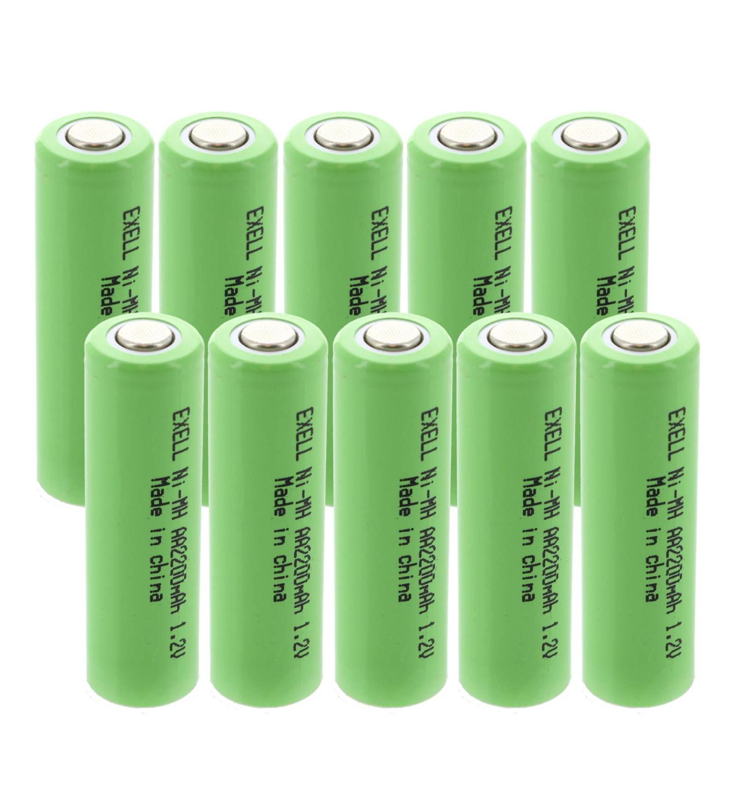 Buy Exell AA 1.2V Rechargeable NiMH Flat Top Batteries 2200mAh - Eco-Friendly Pack of 10 for International Shipping - Buy Online on GoSupps.com