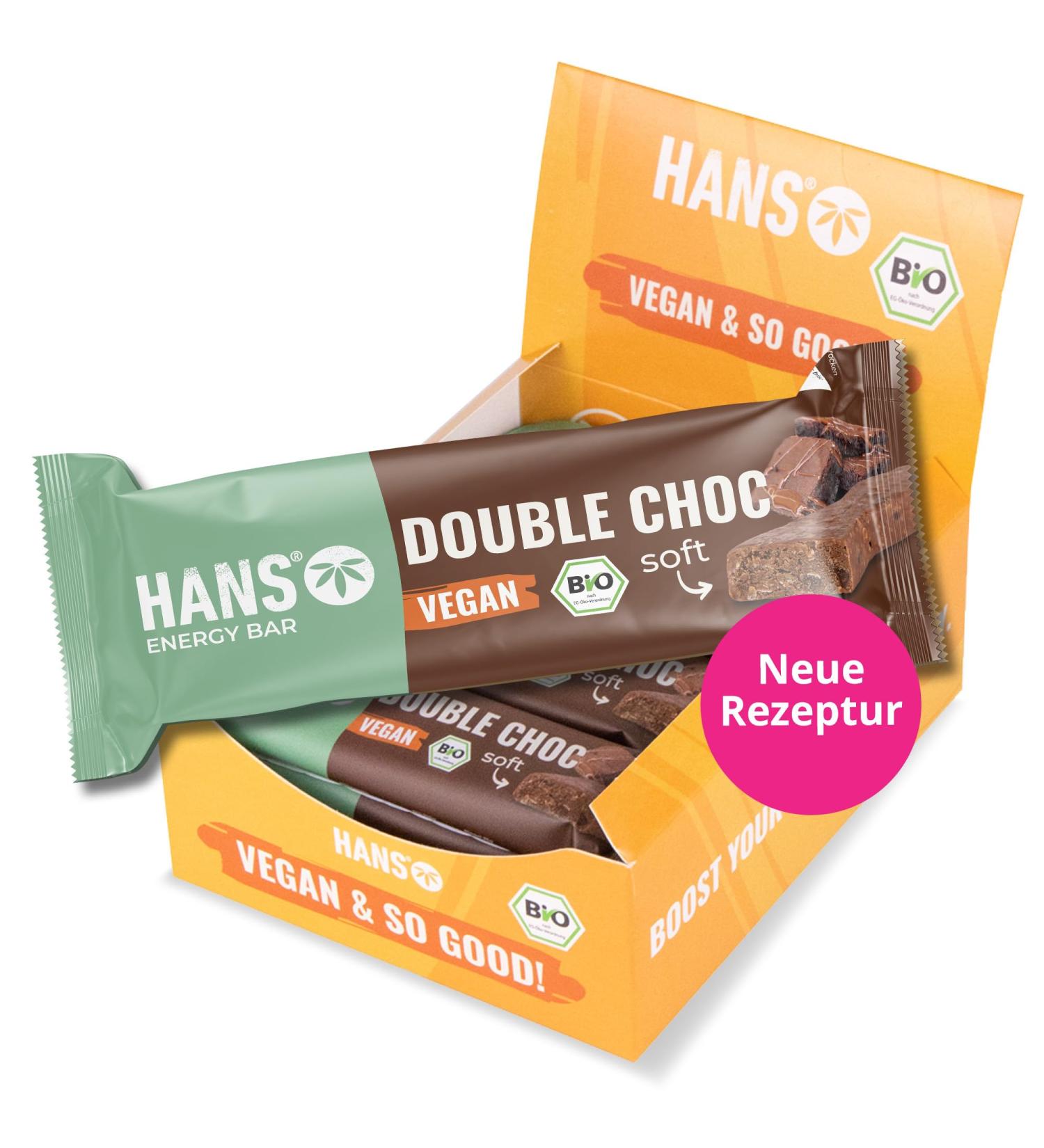 Organic Energy Seal New Parent - 16x Double Choc Vegan Power Bars | Hans Brainfood | Ideal for Cycling Hiking & Sports | Additive-Free Snack - Buy Online on GoSupps.com