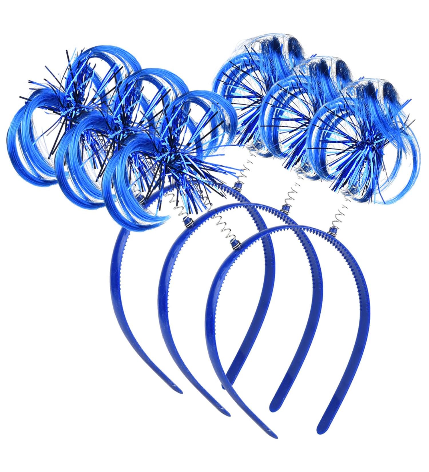 Lezevn 3 Pieces Blue Ponytail Feathers Headband Bopper Pom Party Headband Costume Props for Women Girls Party Accessory - Buy Online on GoSupps.com
