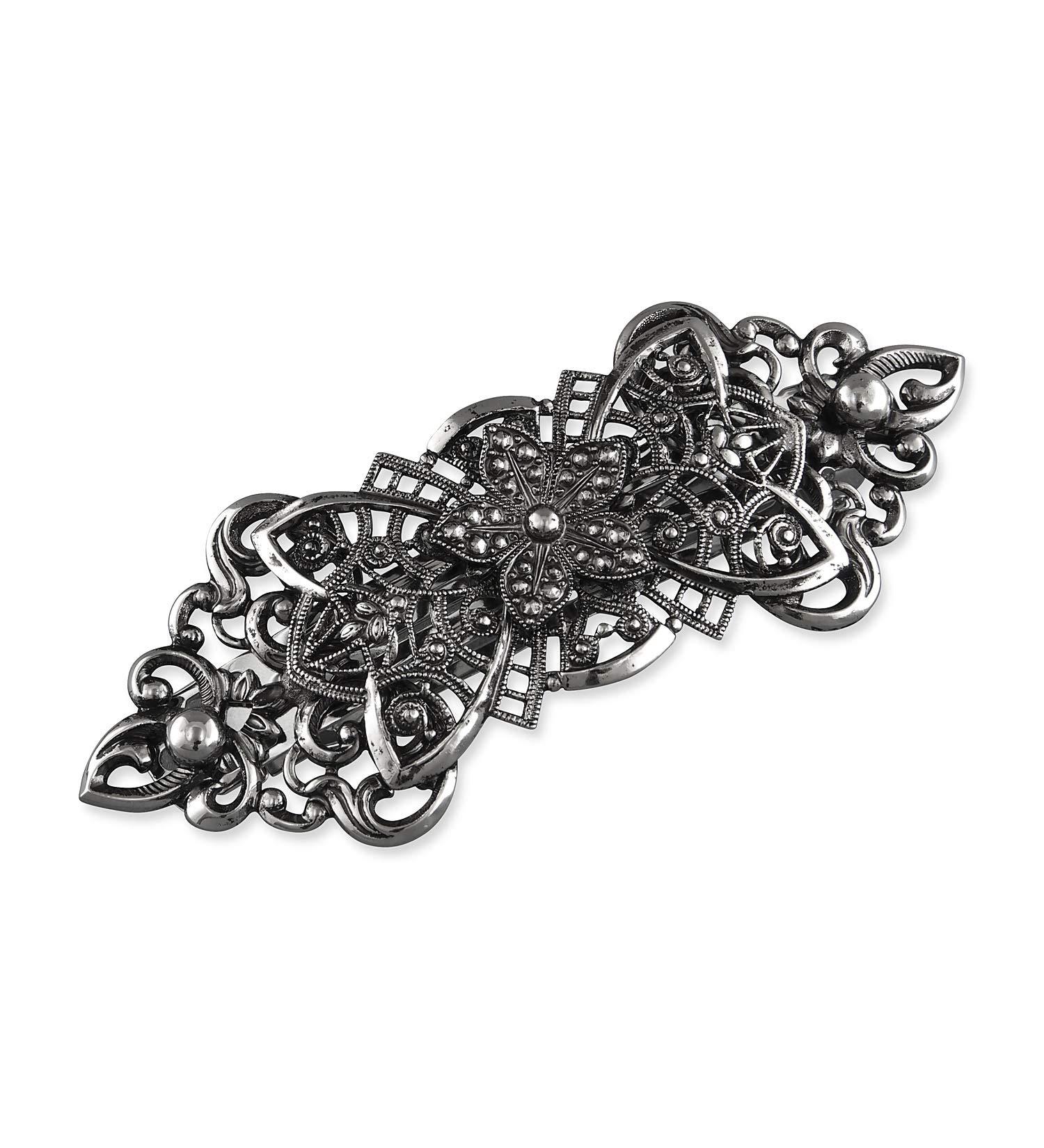 Rivelle Ladies Traditional Hair Clip Julia 8cm - Vintage Silver Metal Wedding Hair Accessory - Buy Online on GoSupps.com