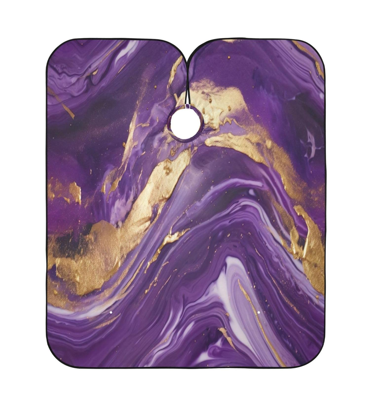 Kigai Purple Marble Barber Cape - Professional Waterproof Hair Cutting Cape for Men & Women - Adjustable Snap Closure Hairdressing Cape - Buy Online on GoSupps.com