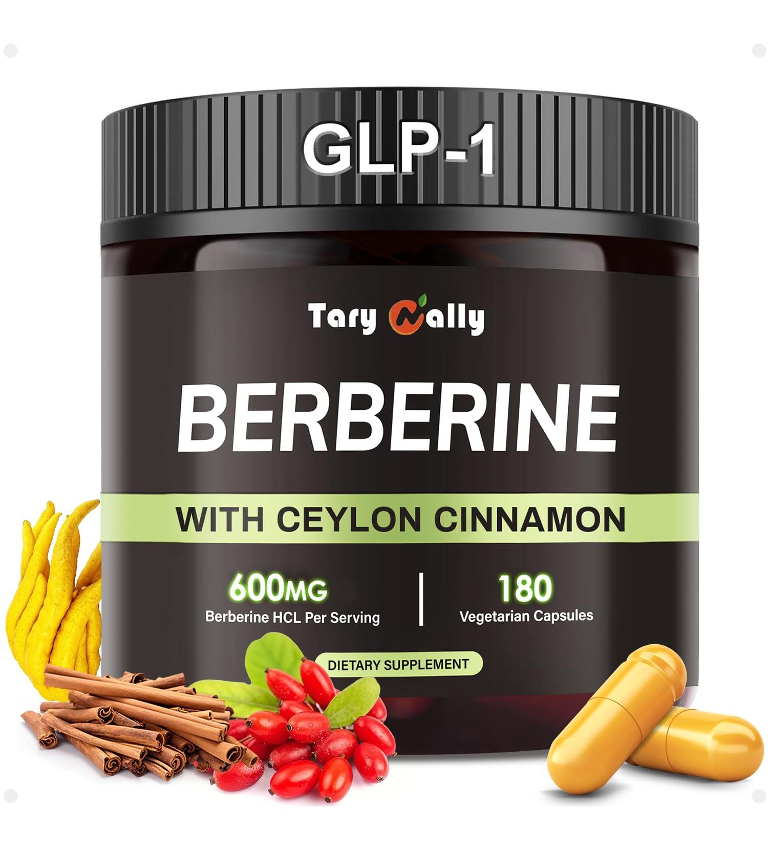 Liposomal GLP-1 Supplement Weight Loss - 600mg Berberine with Ceylon Cinnamon - Enhanced Absorption Formula for Healthy Glucose Metabolism & Metabolic Support - 180 Capsules (90 Days Supply) - Buy Online on GoSupps.com
