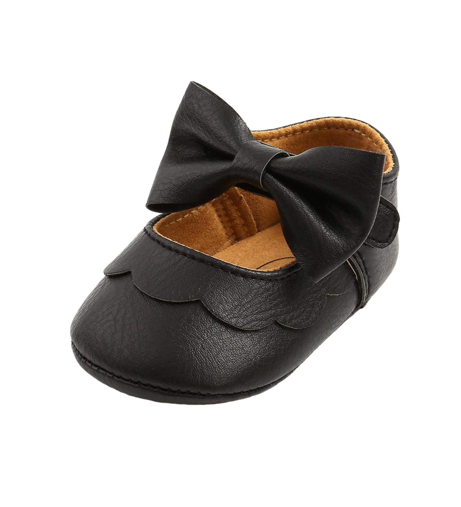 Baby Girls First Walking Shoes Mary Jane PU Leather Anti-Slip Princess Shoes 0-6 Months - Black - Buy Online on GoSupps.com