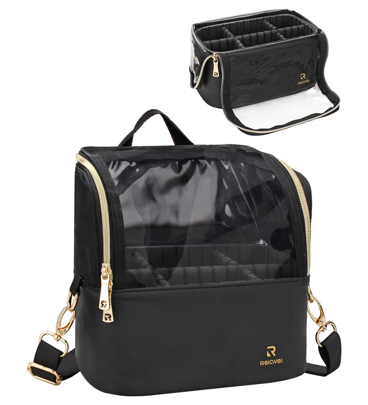 Travel Makeup Brush Holder Case with Shoulder Strap - J-black Large - Buy Online on GoSupps.com