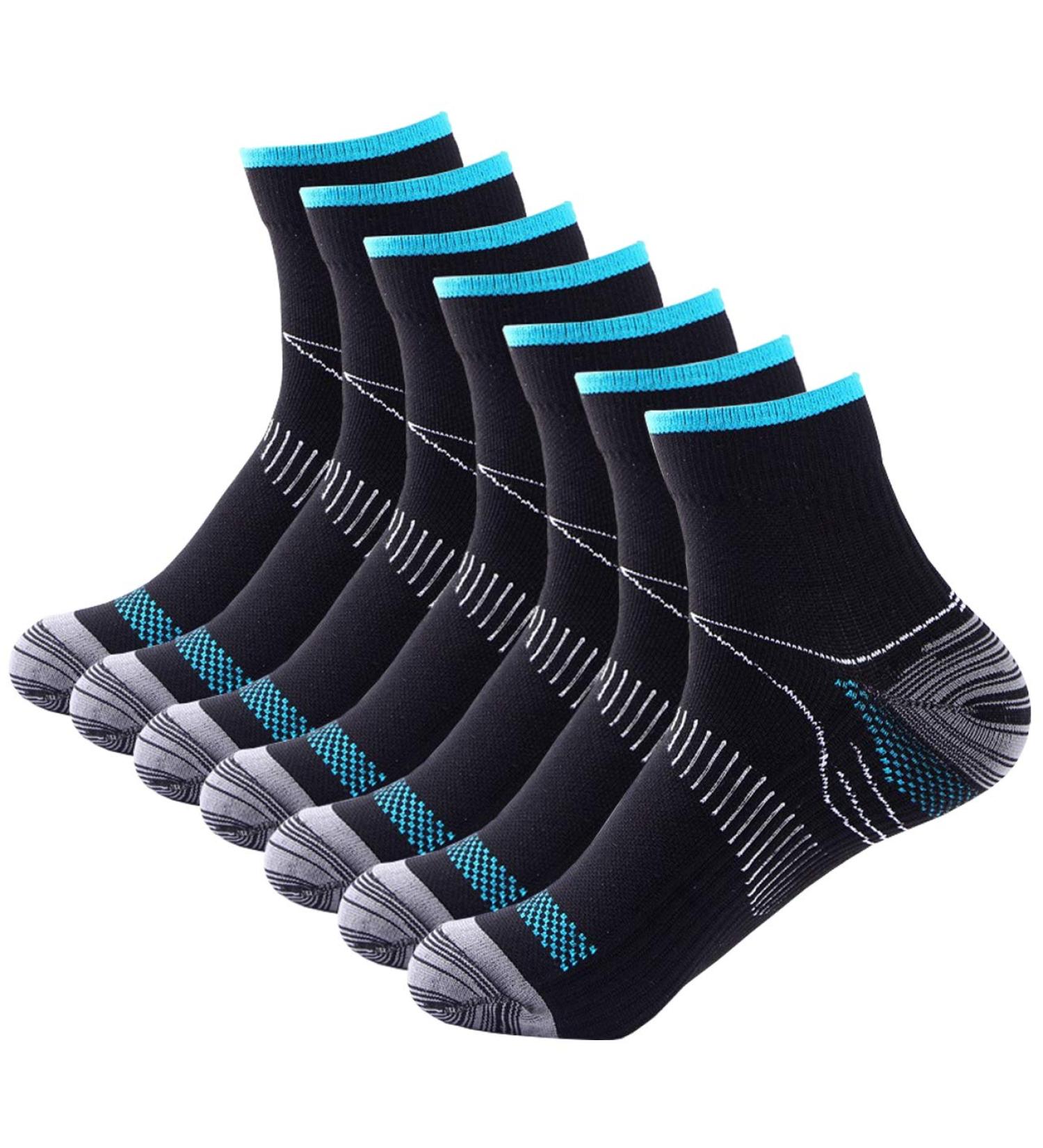 Aysun Compression Socks for Men & Women - 7 Pairs Plantar Fasciitis Relief Support Heel & Arch L-XL Black - Buy Online on GoSupps.com