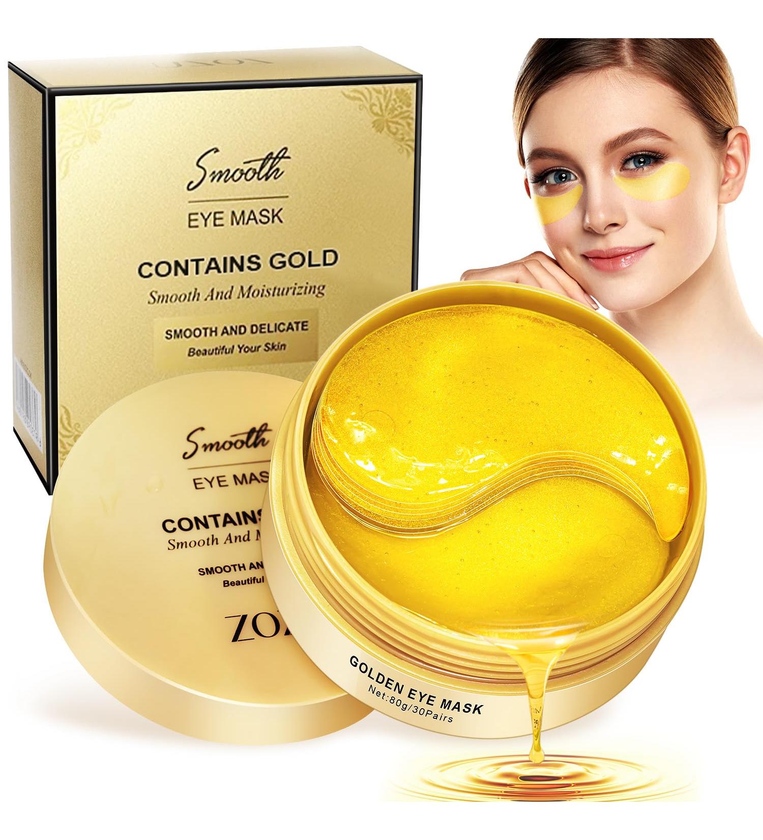 24K Gold Eye Pads - 60 Anti-Aging Masks for Dark Circles Puffiness & Wrinkles with Hyaluron & Collagen - Buy Online on GoSupps.com